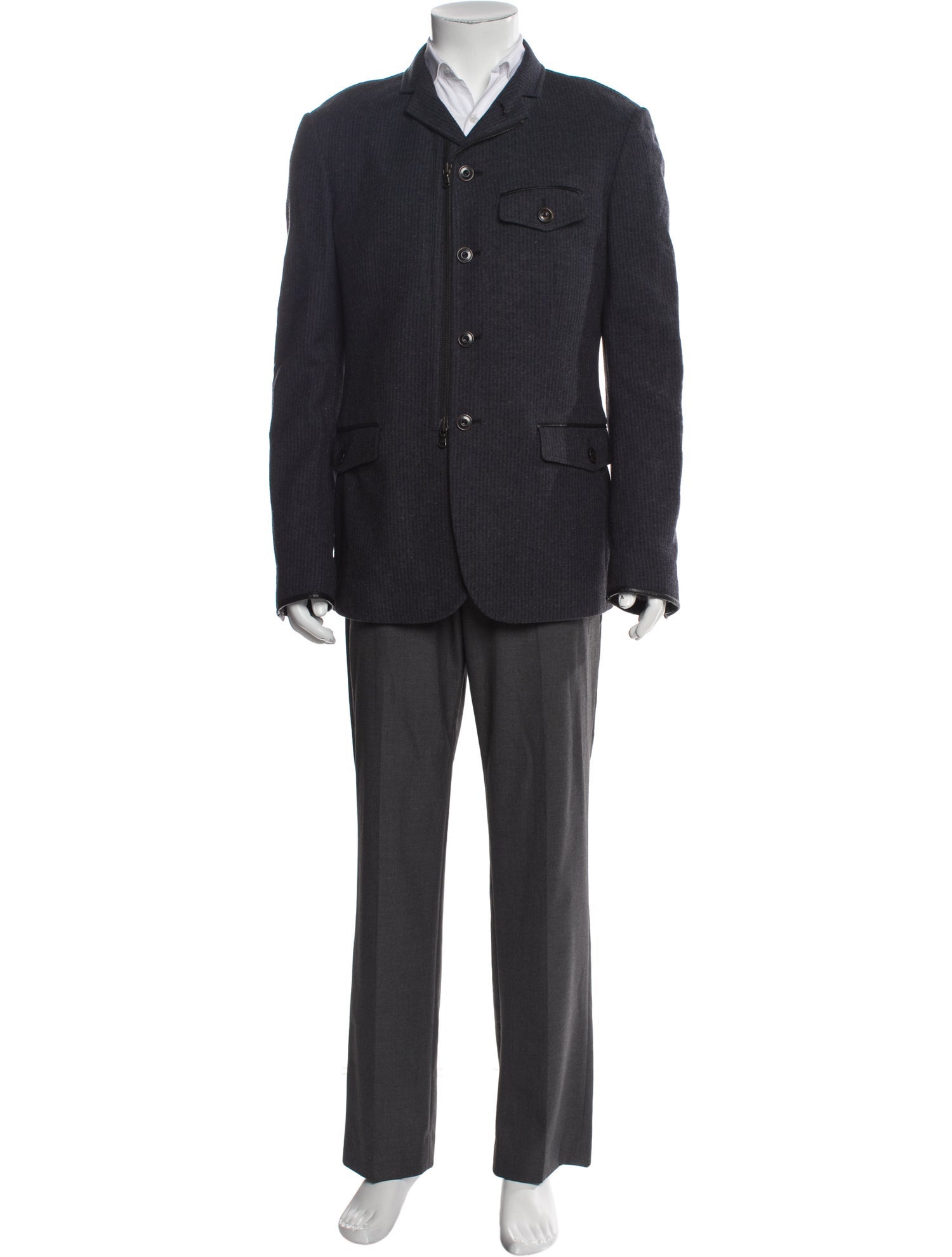 John Varvatos Leather Trim Embellishment Blazer