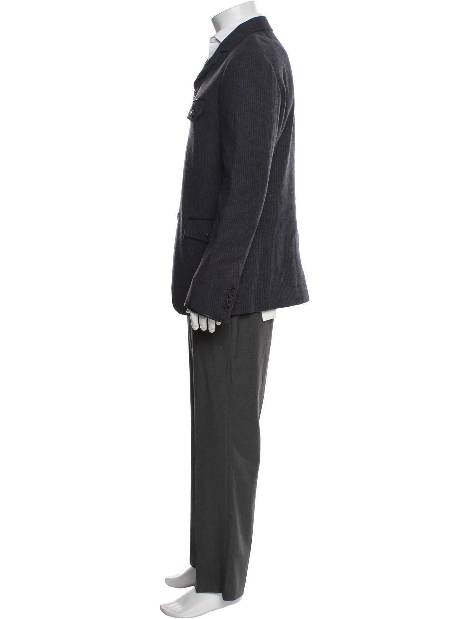 John Varvatos Leather Trim Embellishment Blazer