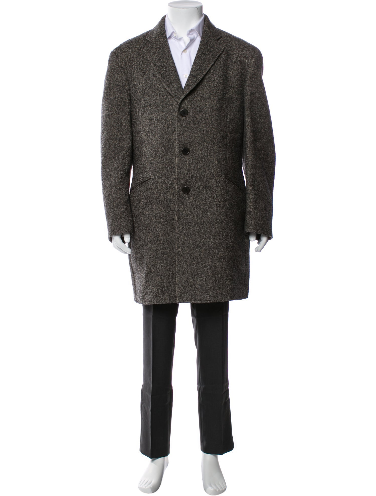 John Varvatos Virgin Wool Tweed Pattern Overcoat