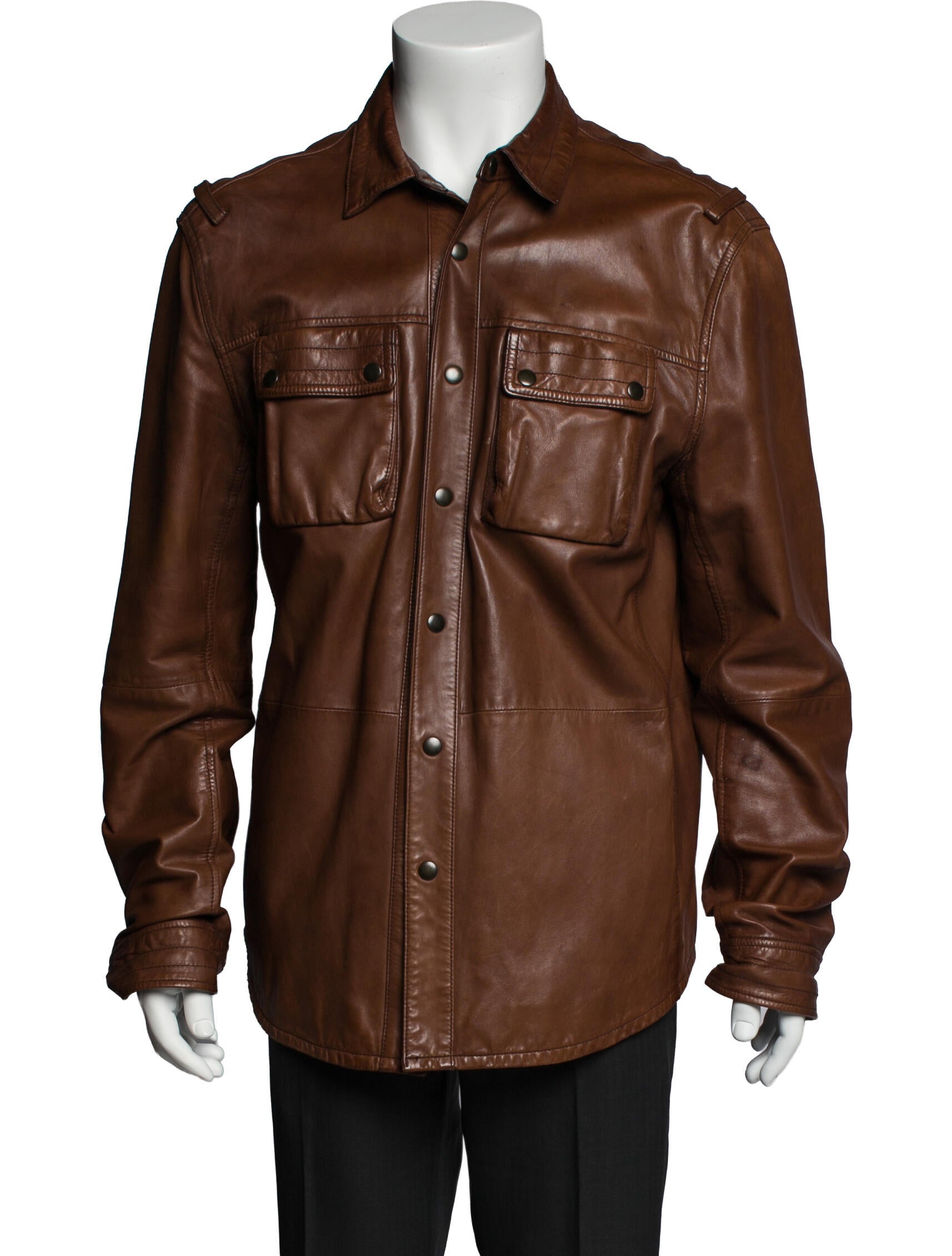 John Varvatos Leather Utility Jacket