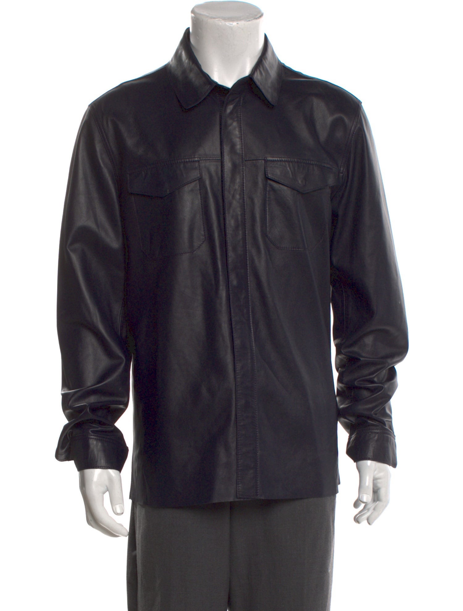 John Varvatos Leather Long Sleeve Shirt