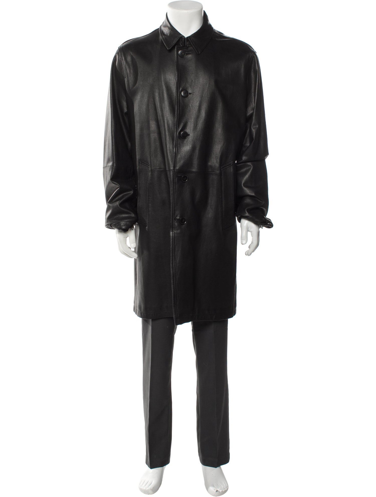 John Varvatos Leather Overcoat