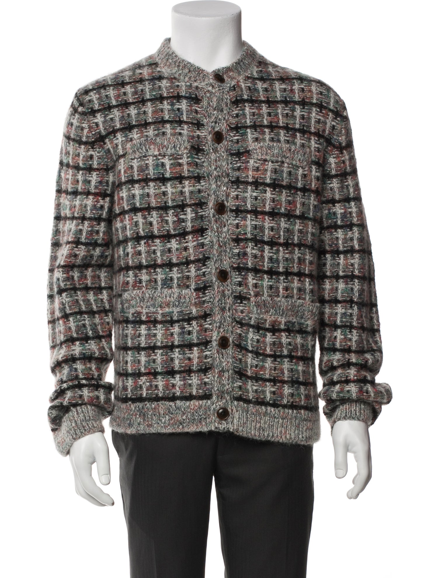 John Varvatos Tweed Pattern Crew Neck Pullover