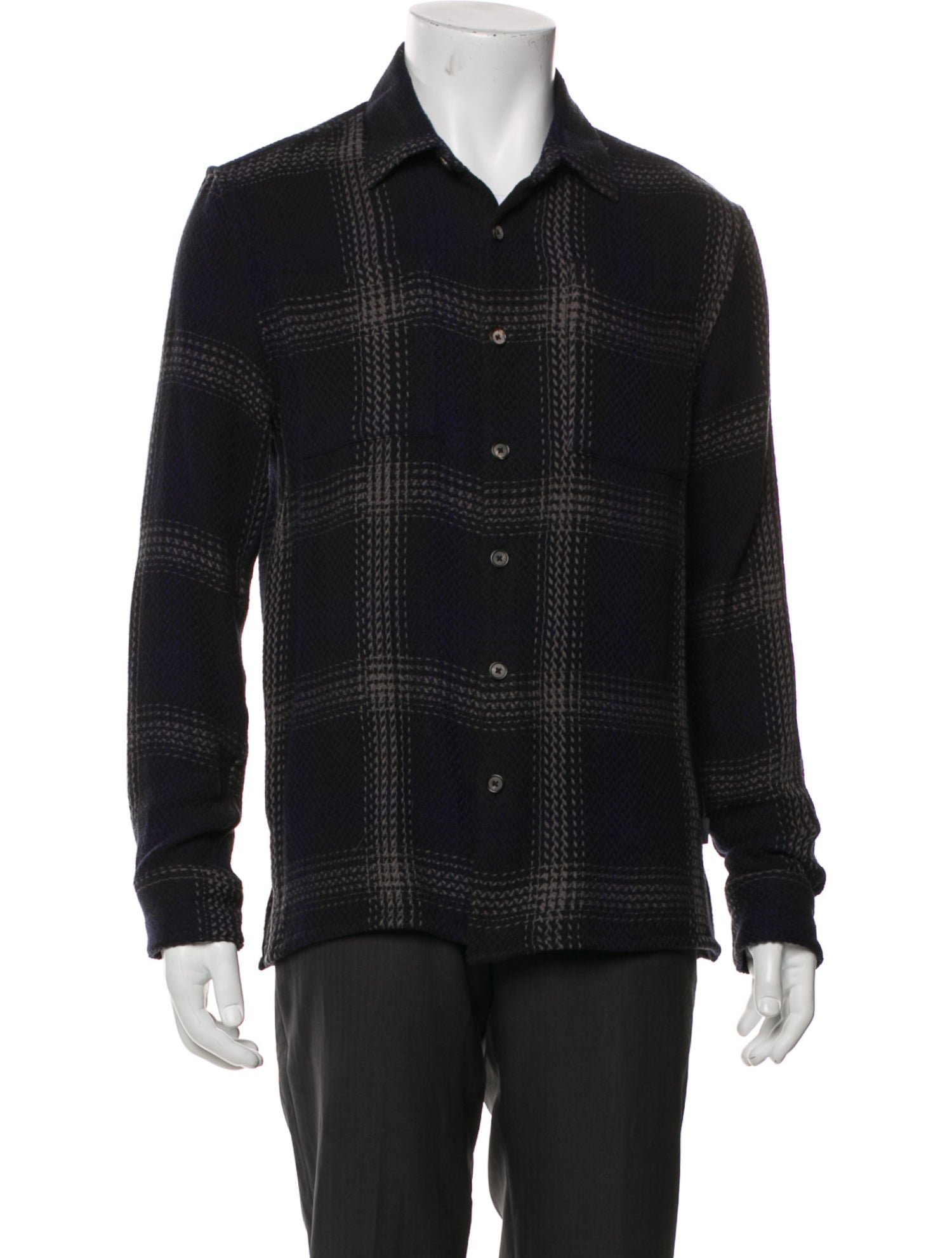 John Varvatos Plaid Print Peacoat