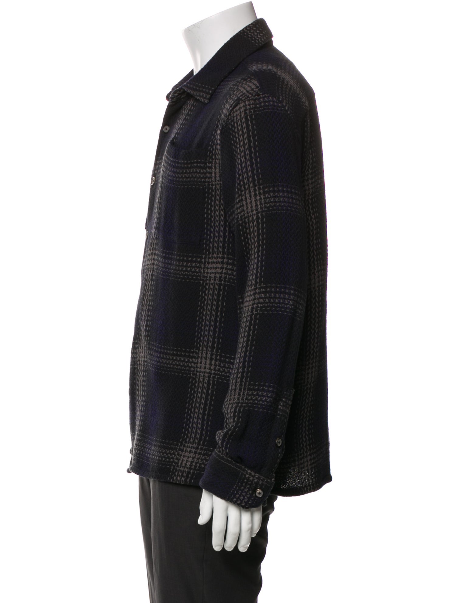 John Varvatos Plaid Print Peacoat