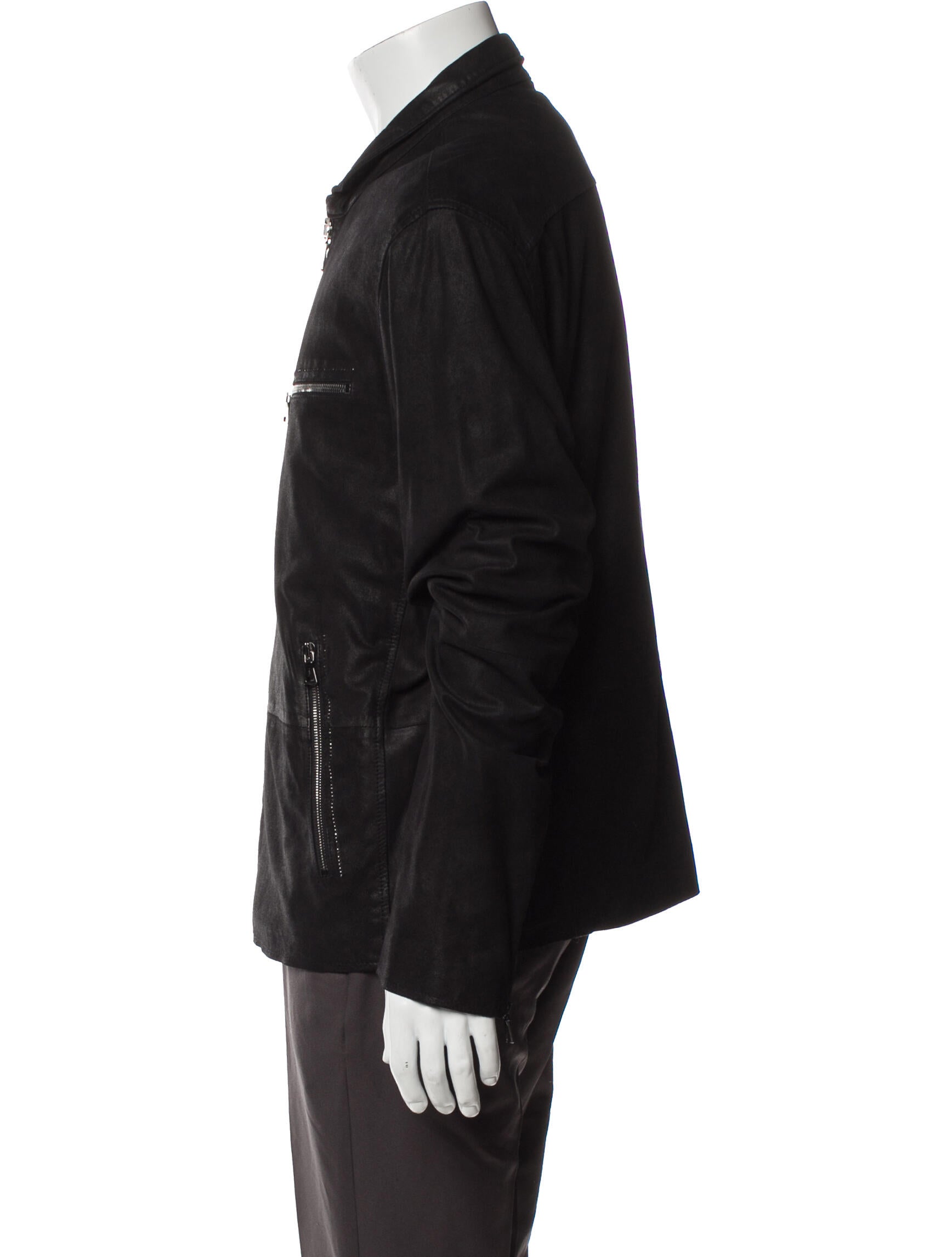 John Varvatos Goat Leather Bomber Jacket