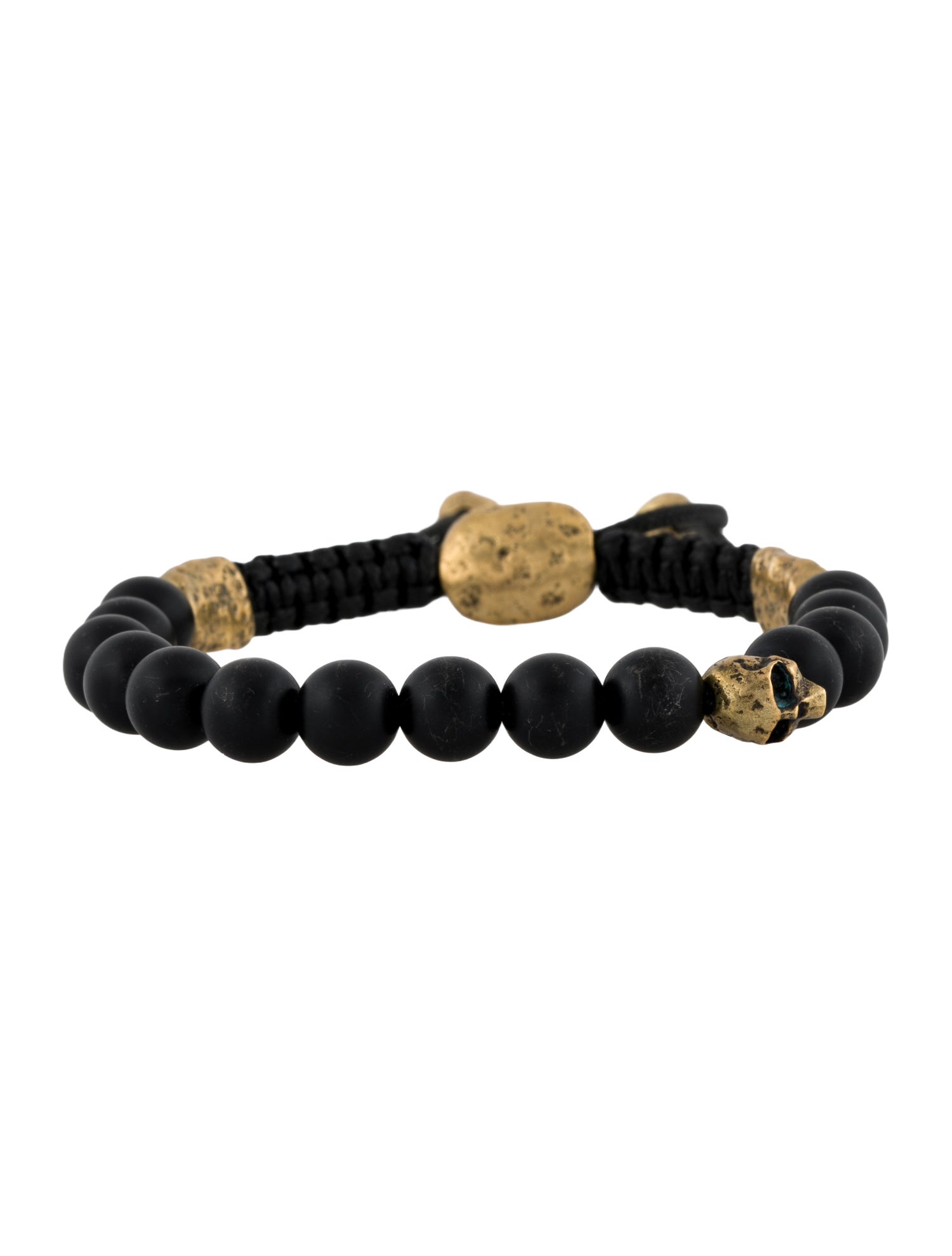 John Varvatos Stone & Cord Adjustable Skull Bead Bracelet