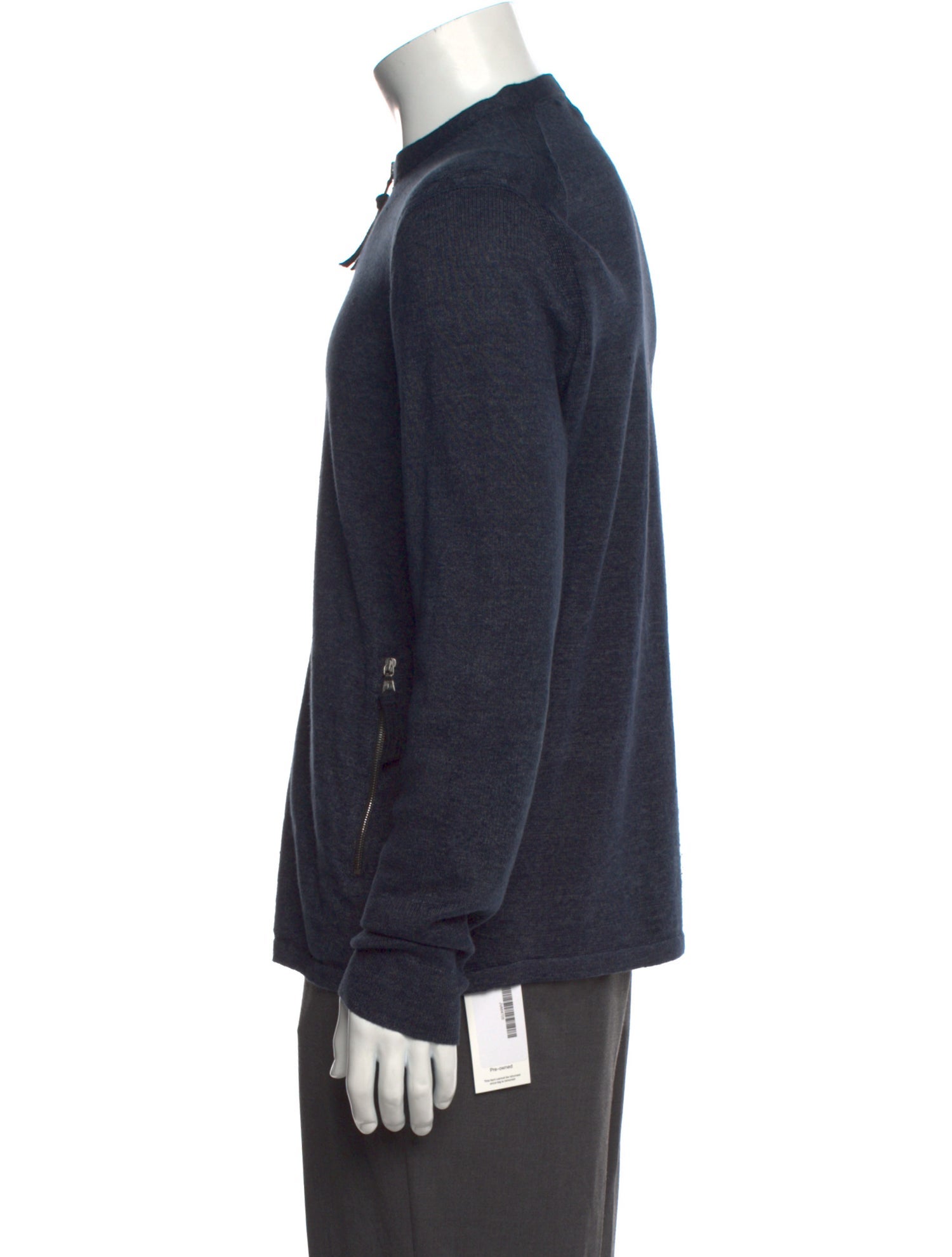 John Varvatos Linen Mock Neck Cardigan