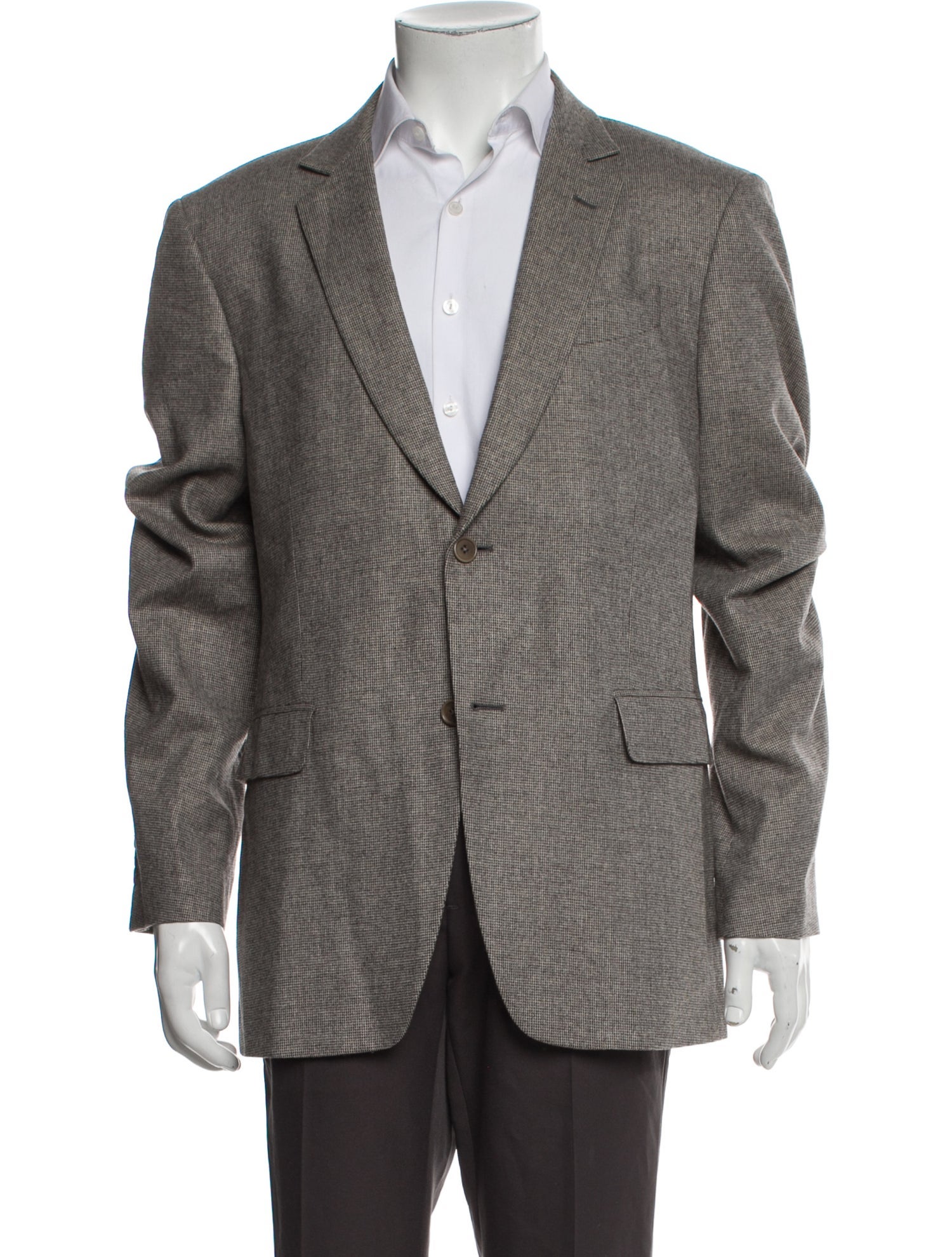 John Varvatos Virgin Wool Plaid Print Peacoat