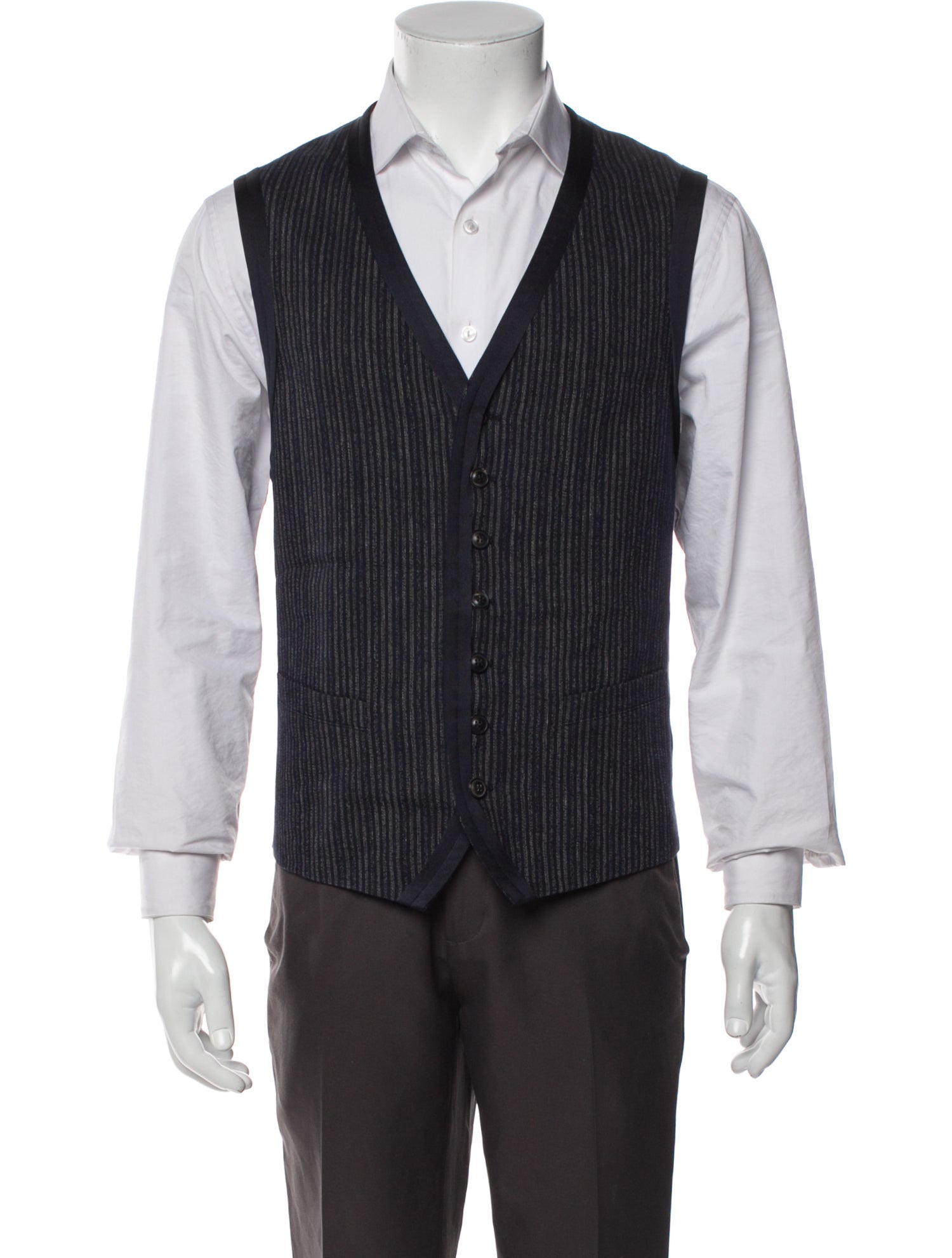 John Varvatos Linen Striped Vest