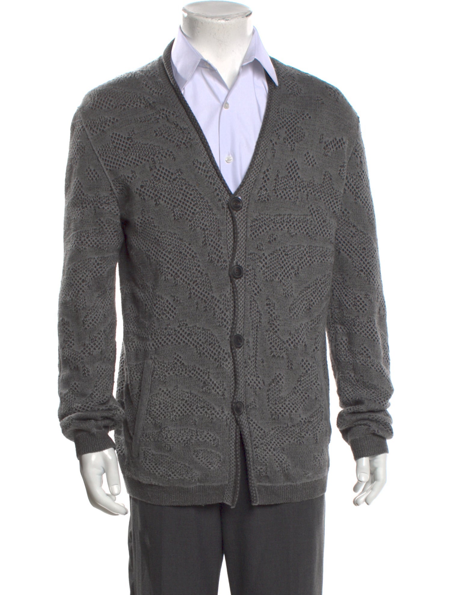 John Varvatos Printed V-Neck Cardigan
