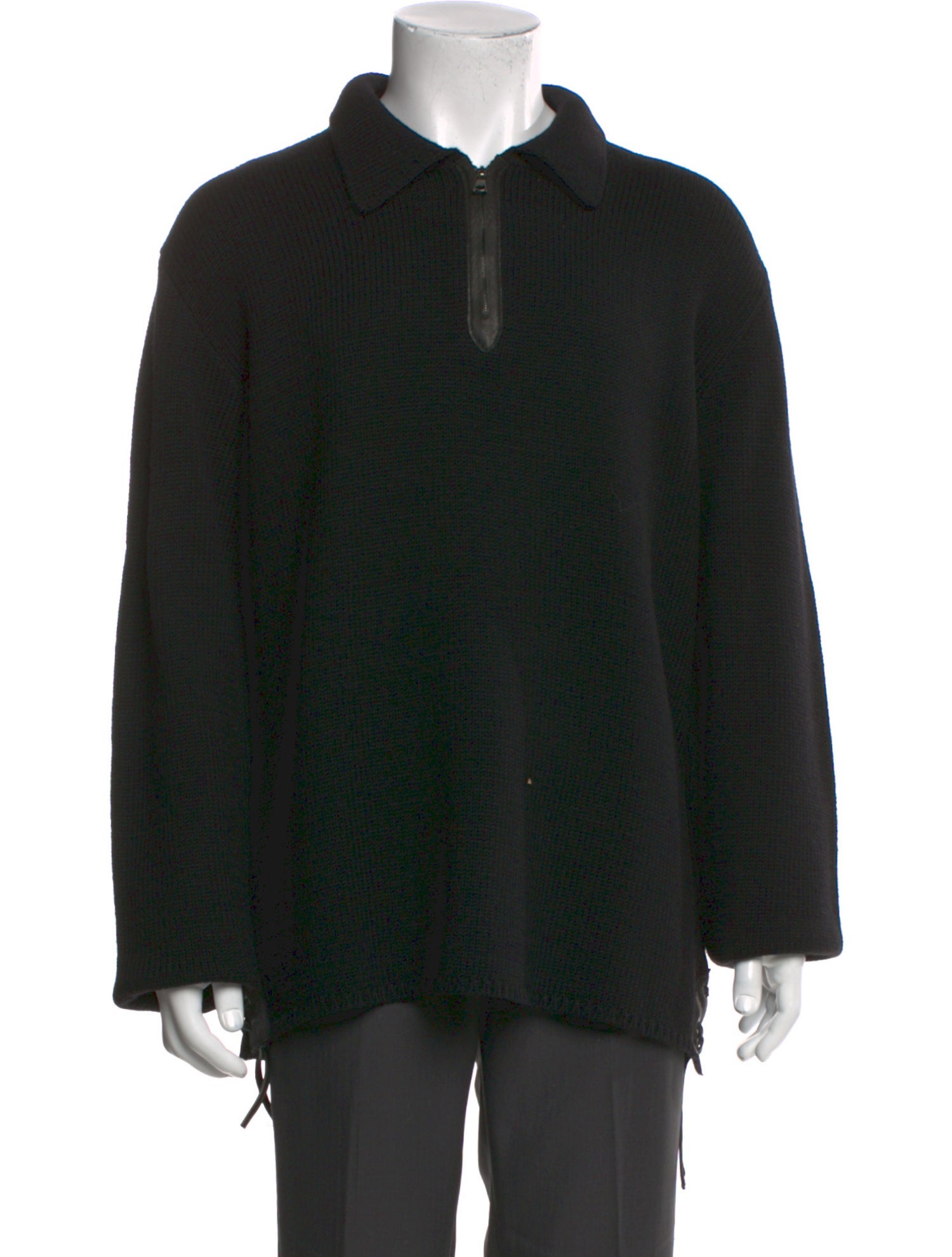 John Varvatos Wool Collar Polo Sweater