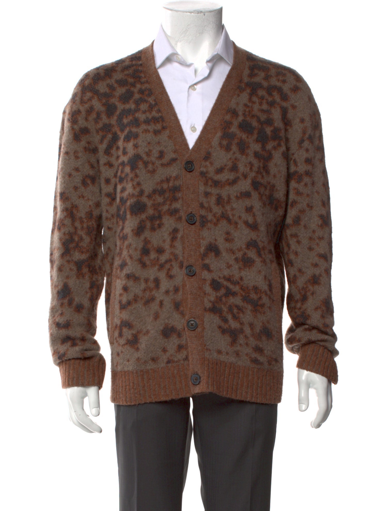 John Varvatos Wool Animal Print Cardigan