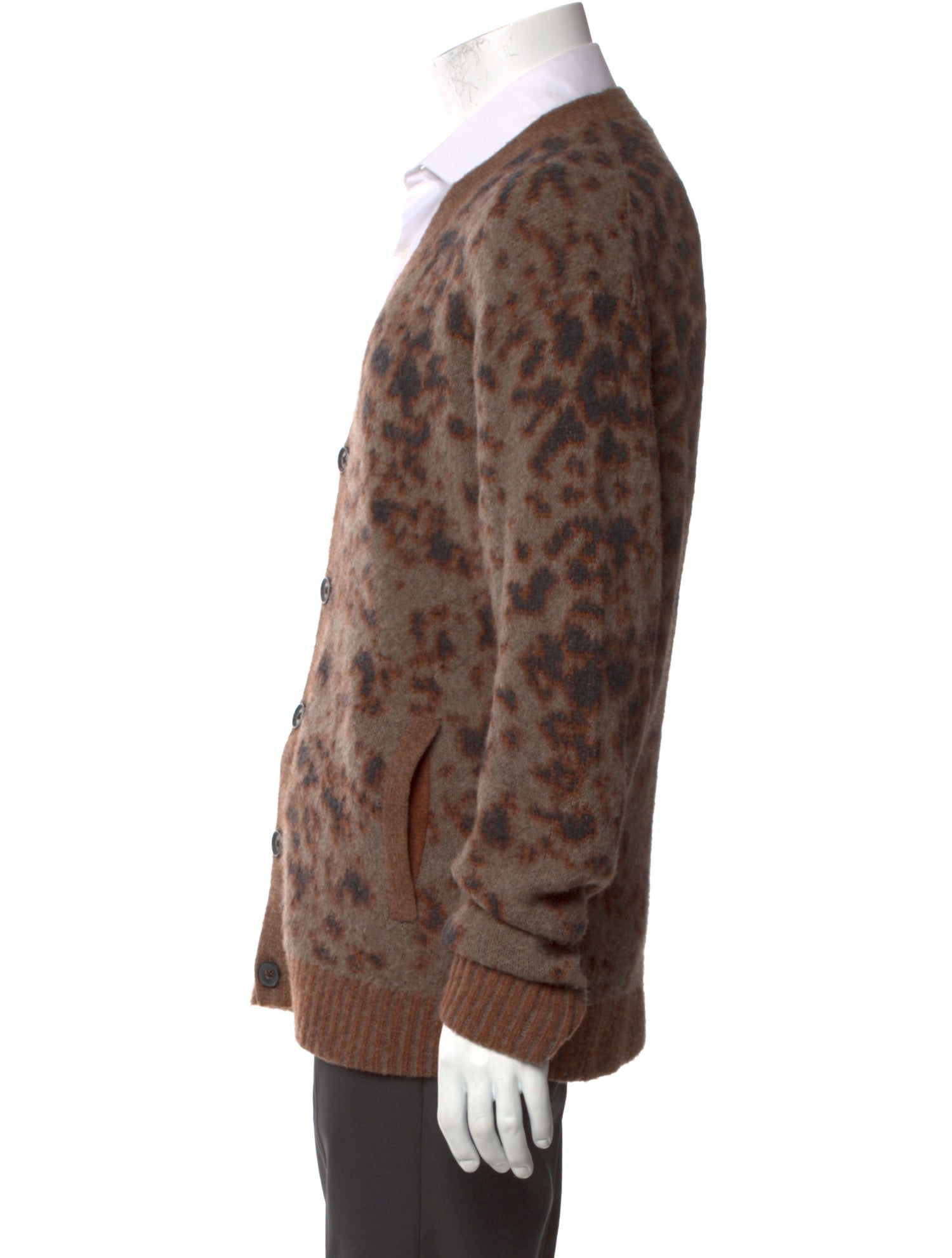 John Varvatos Wool Animal Print Cardigan