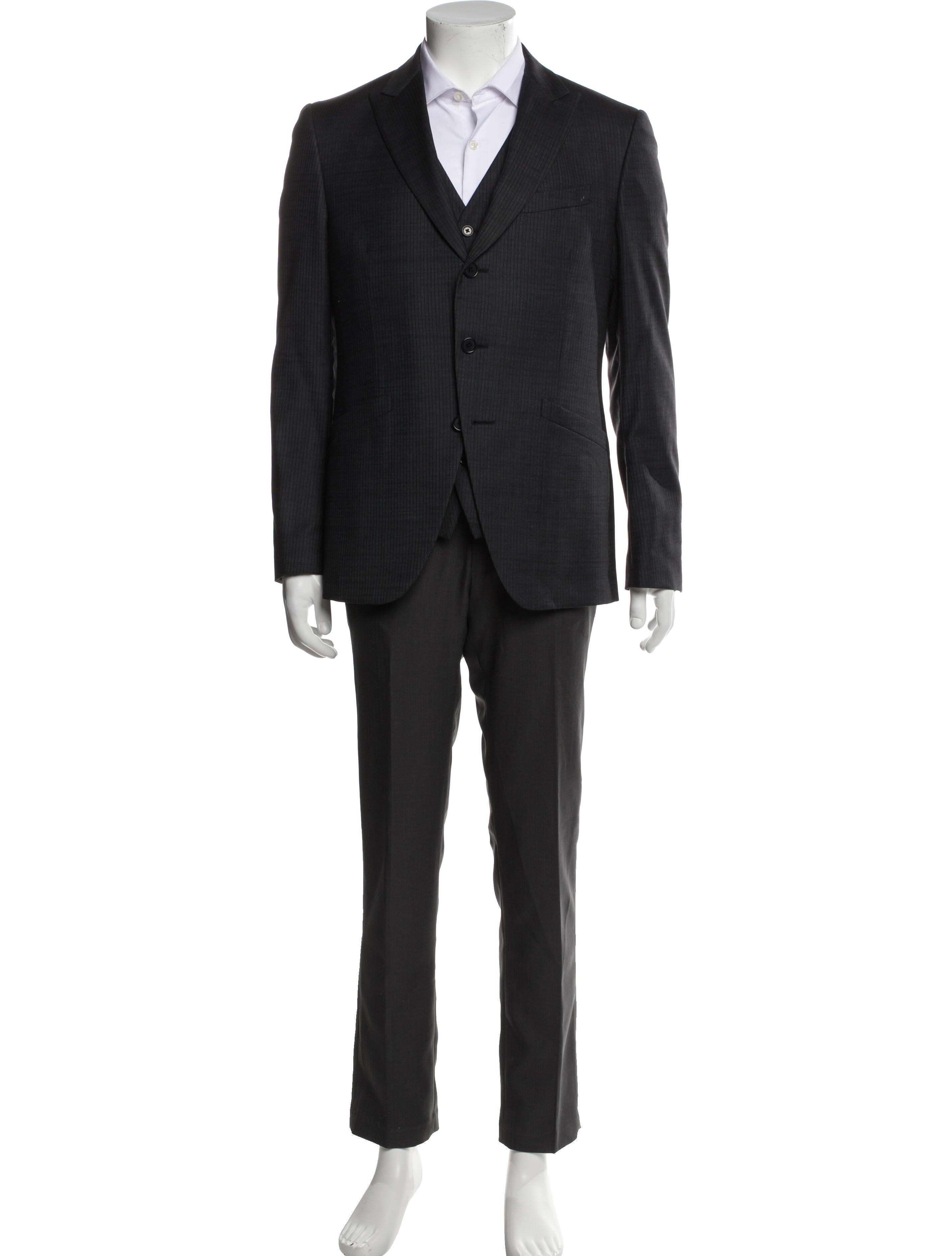 John Varvatos Virgin Wool Striped Suit Vest