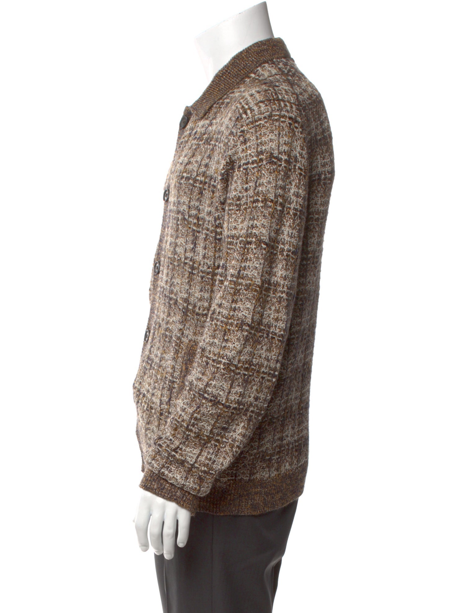 John Varvatos Tweed Pattern Collar Cardigan