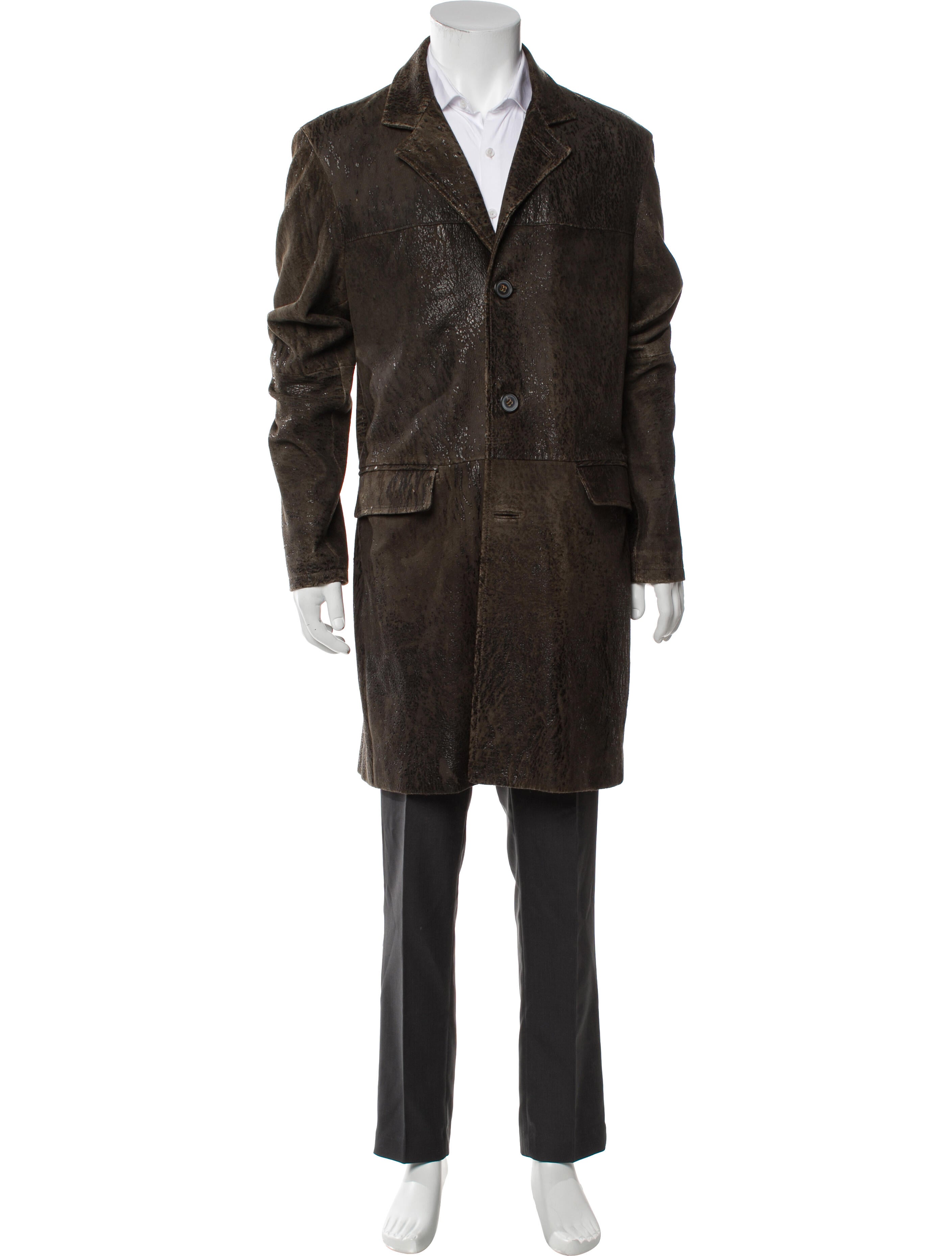 John Varvatos Suede Printed Overcoat