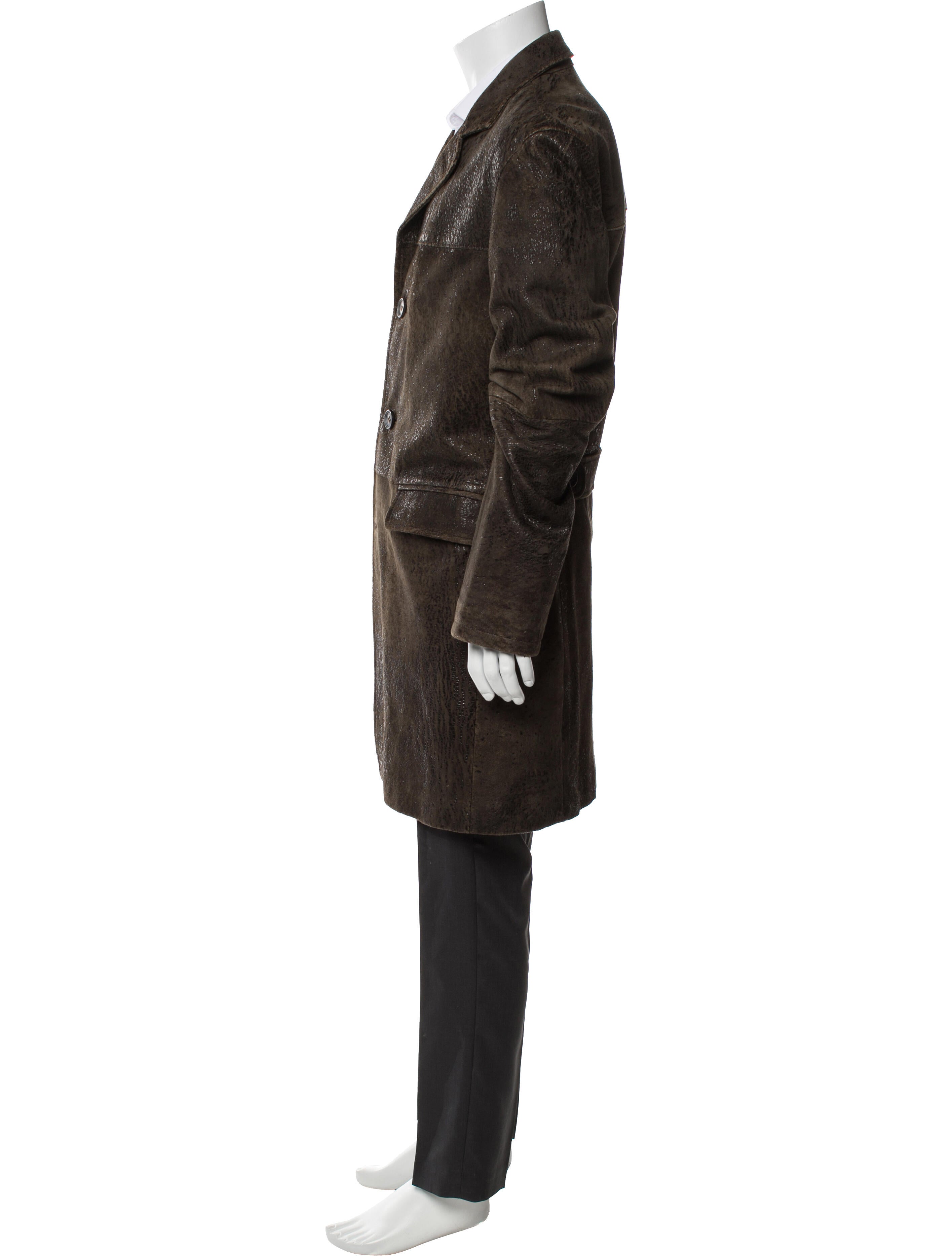 John Varvatos Suede Printed Overcoat
