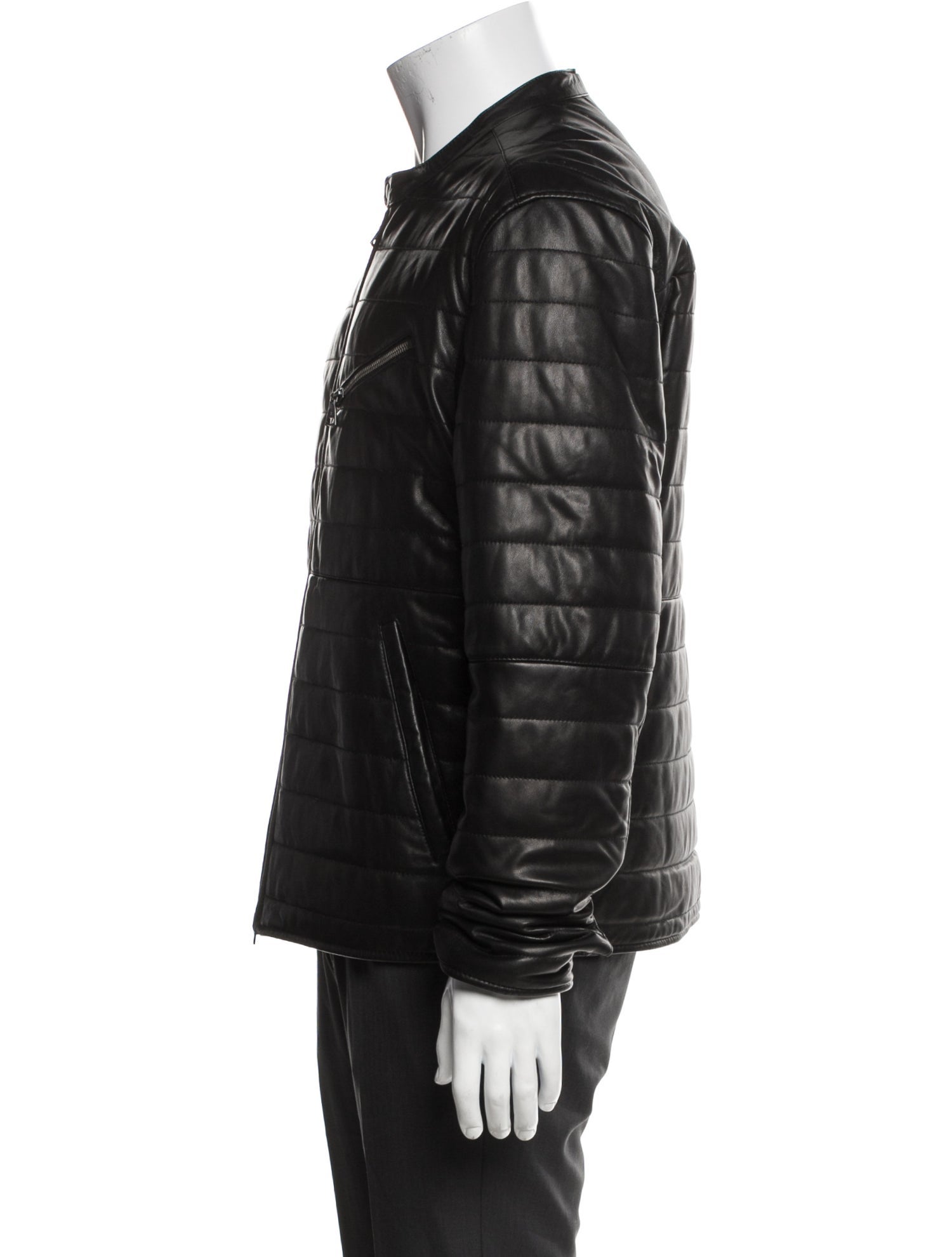 John Varvatos Leather Puffer Coat