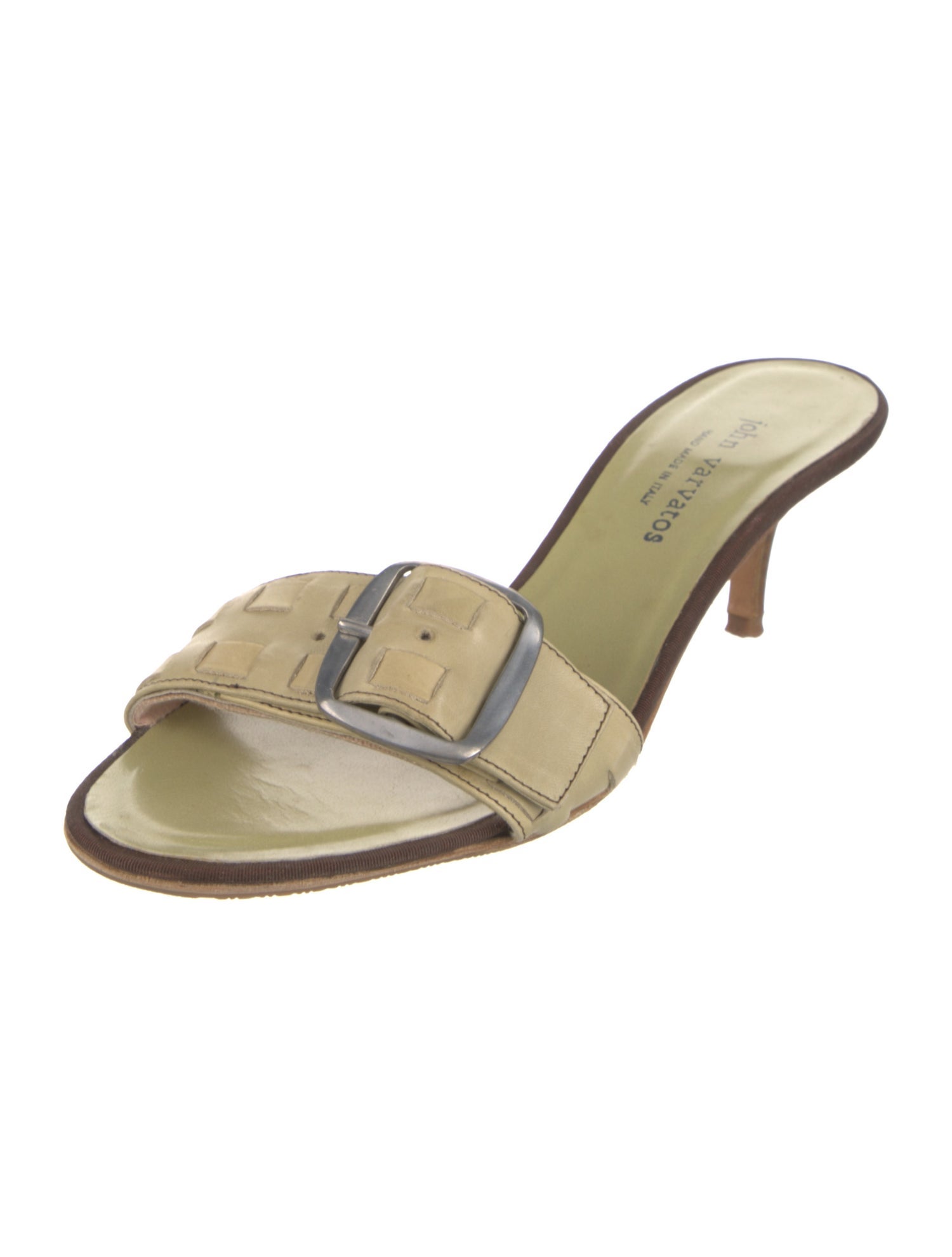 John Varvatos Leather Colorblock Pattern Slides