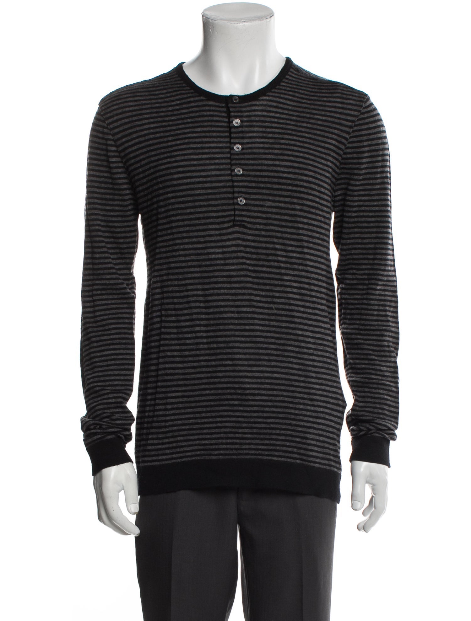 John Varvatos Merino Wool Striped Pullover