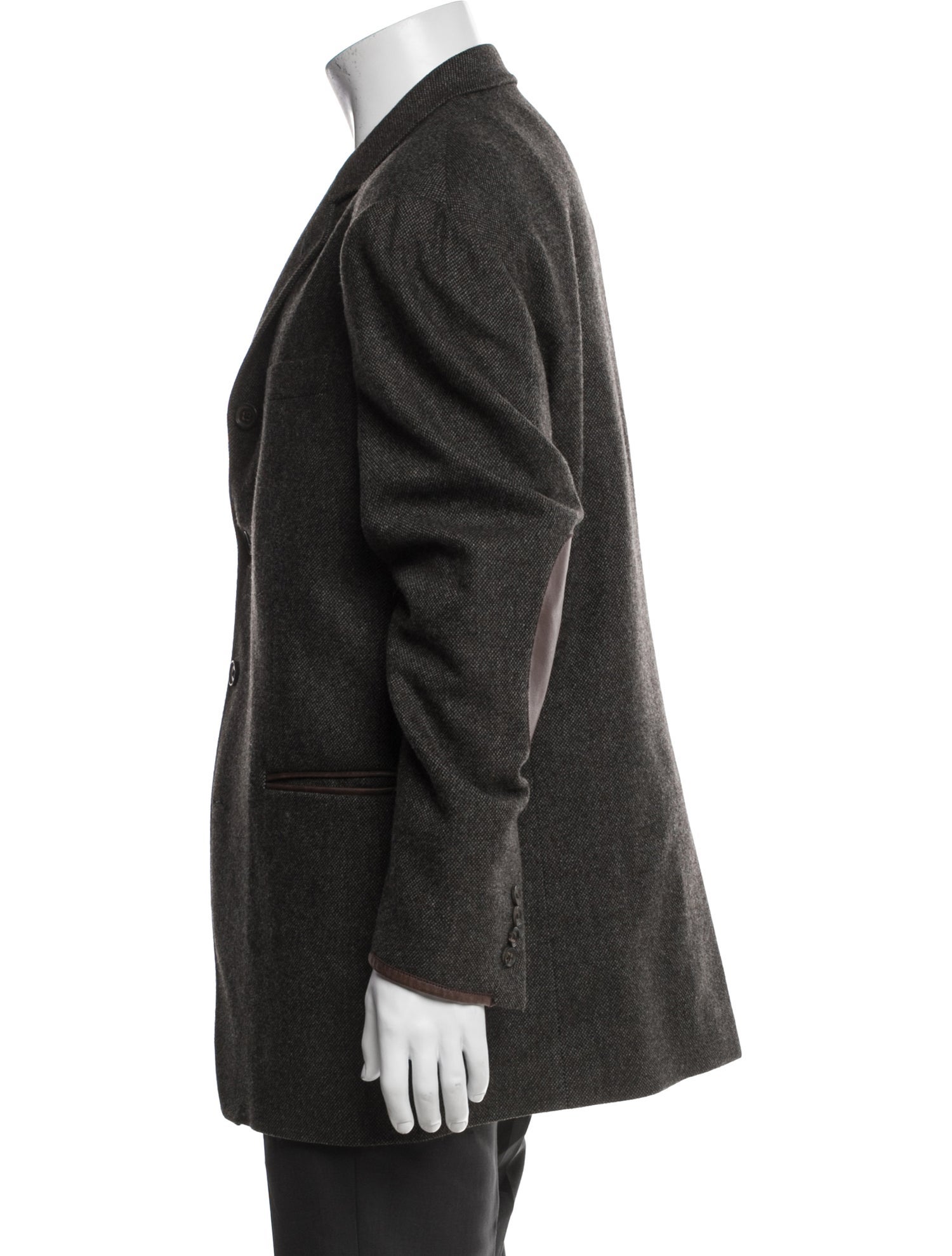John Varvatos Wool Leather Trim Embellishment Blazer