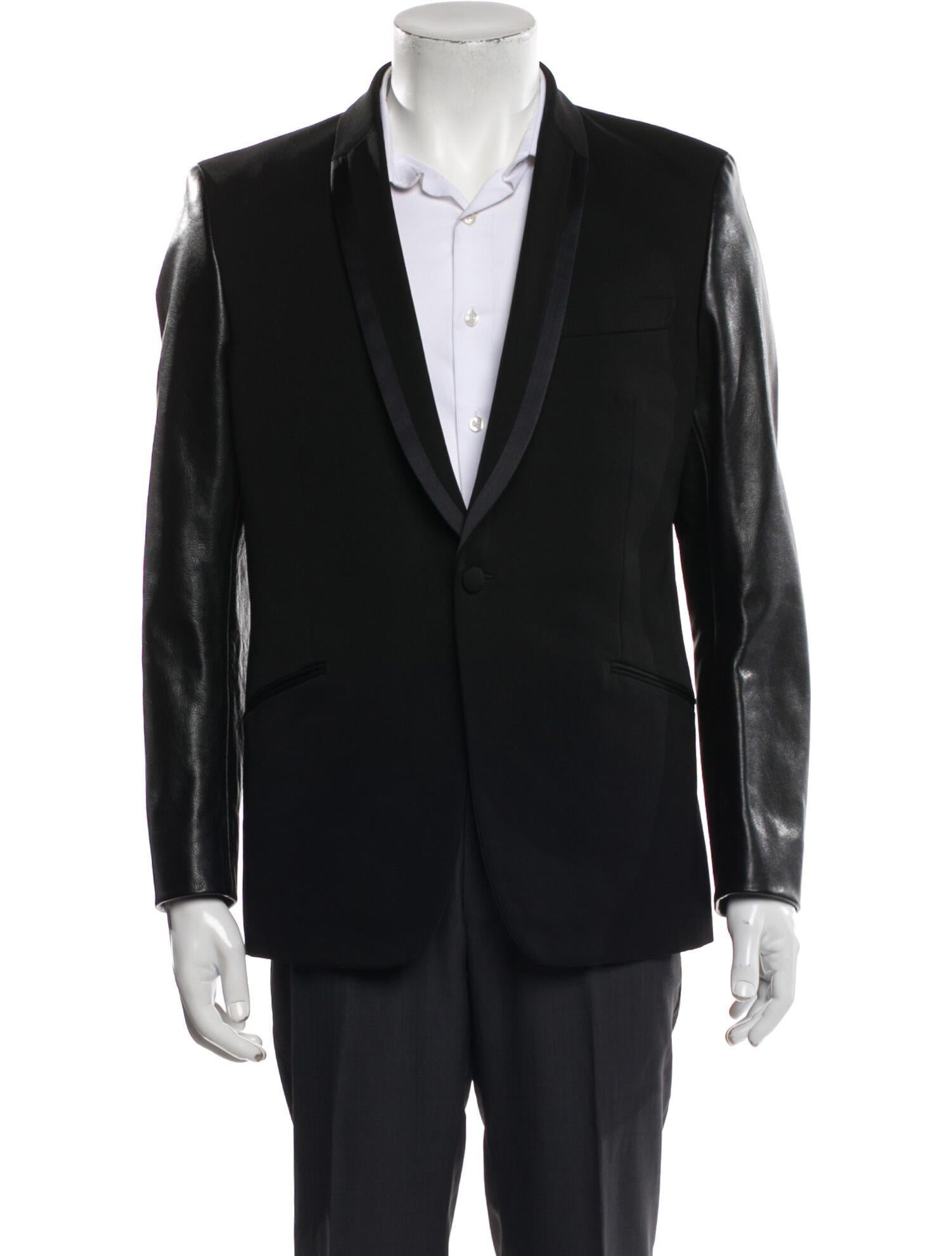 Junya Watanabe Comme des Garçons MAN Wool Leather Trim Embellishment Blazer