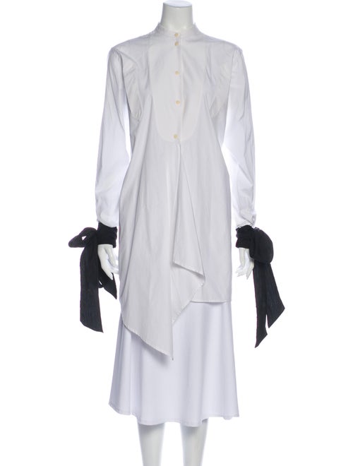 J.w. Anderson Button-Up Mandarin Collar Top White