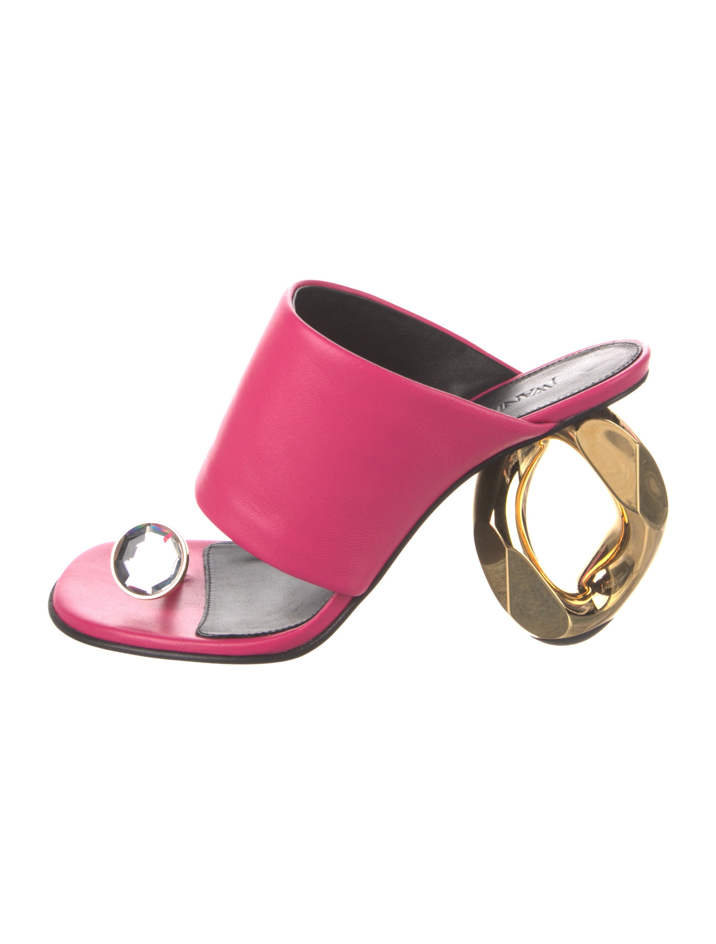J.W. Anderson Leather Crystal Embellishments Slides Pink Sandals