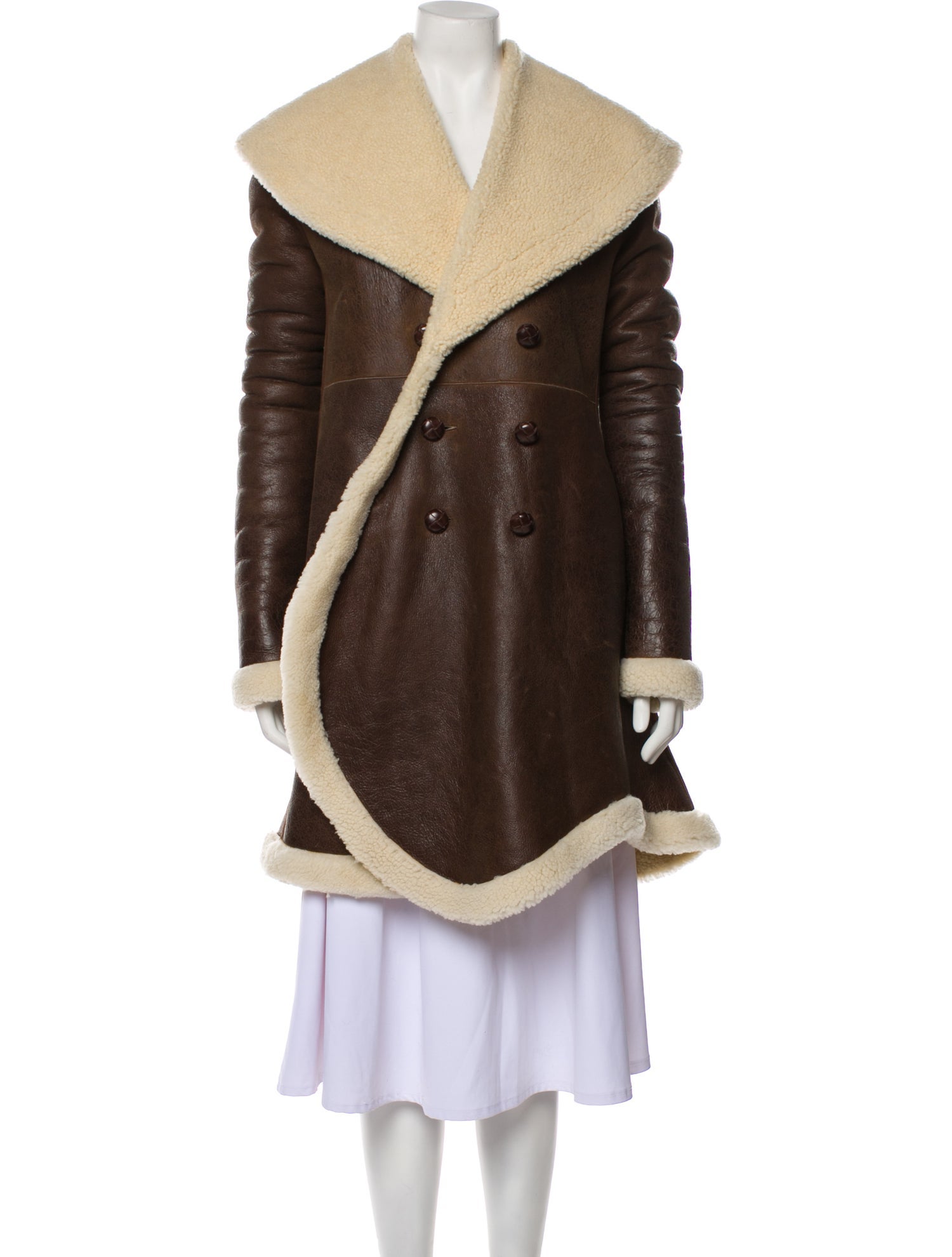 J.W. Anderson Lamb Leather Colorblock Pattern Fur Coat