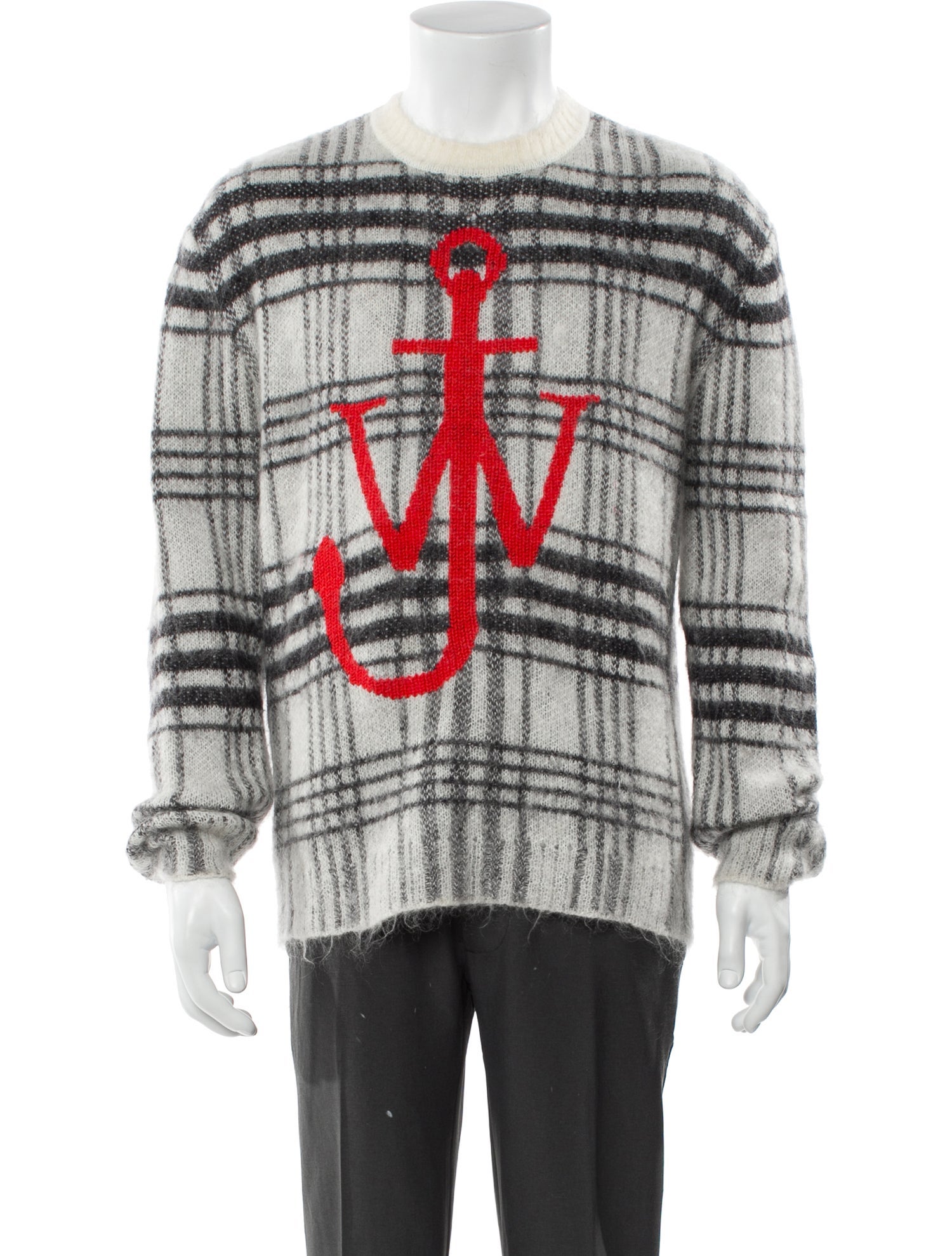 J.W. Anderson Plaid Print Crew Neck Cardigan