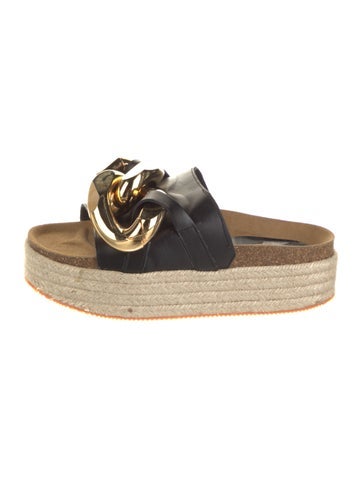 J.w. Anderson Sandals Leather Chain-Link Accents Espadrilles IT 38 | 8