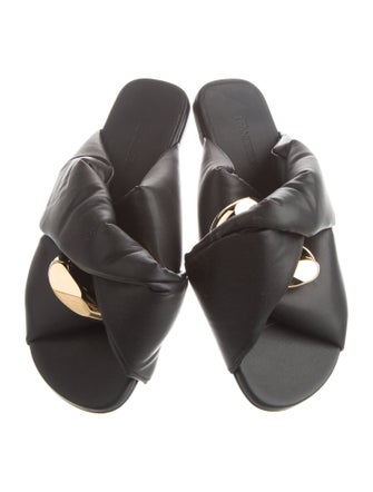 J.W. Anderson Leather Chain-Link Accents Slides