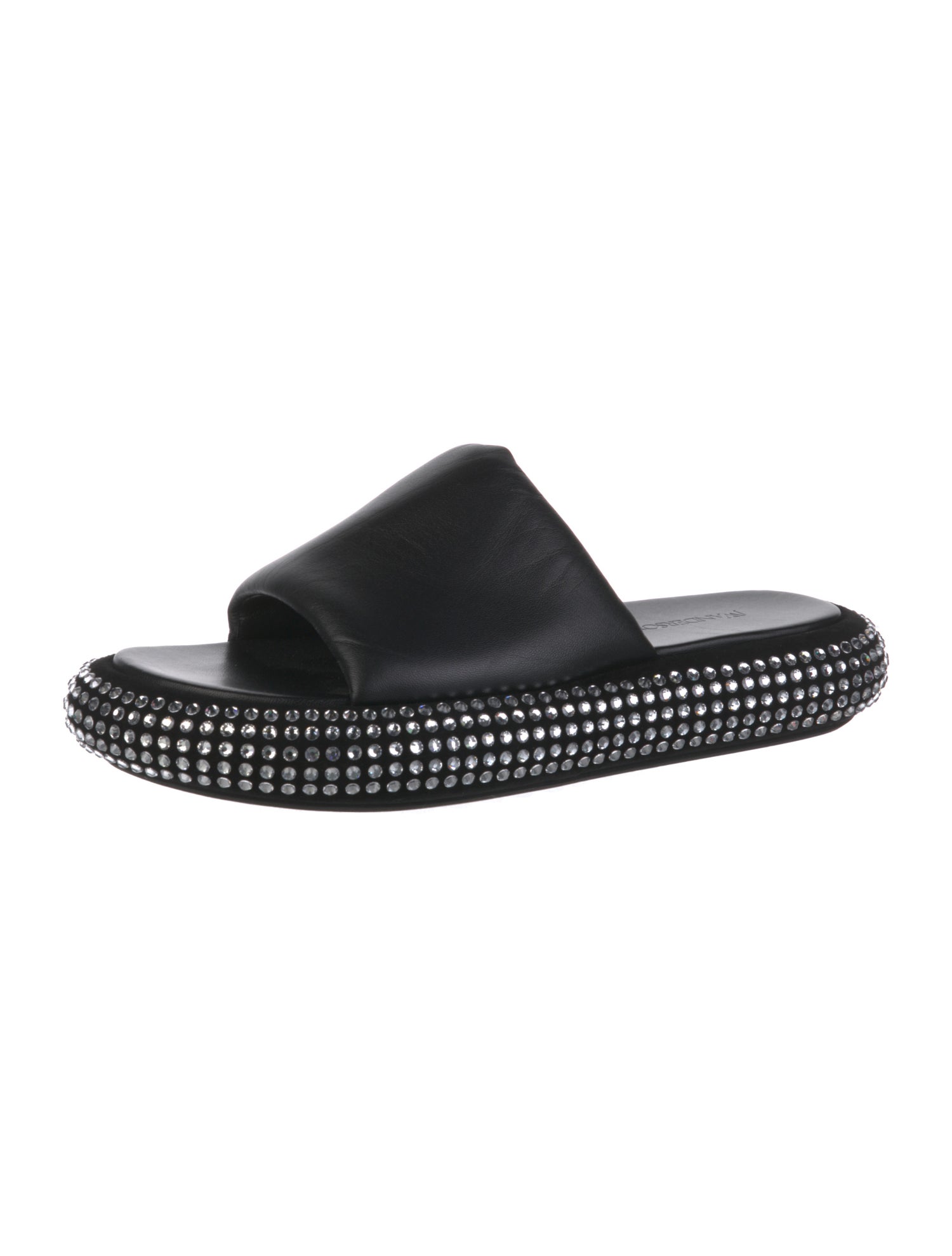 J.W. Anderson Leather Crystal Embellishments Slides