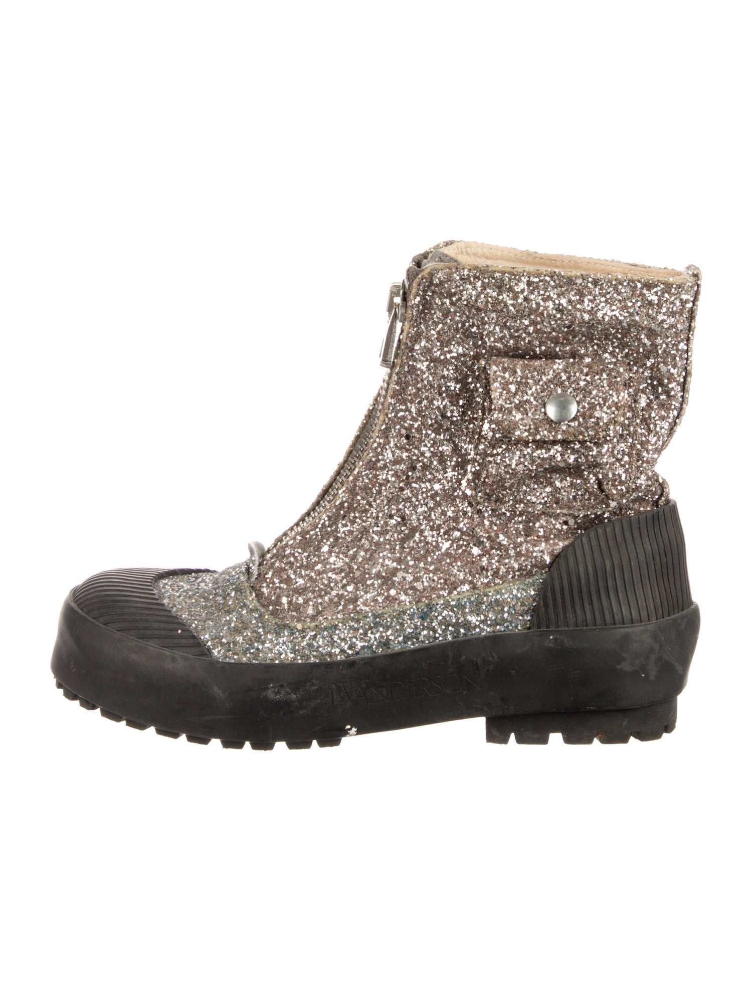 J.W. Anderson Glitter Colorblock Pattern Combat Boots