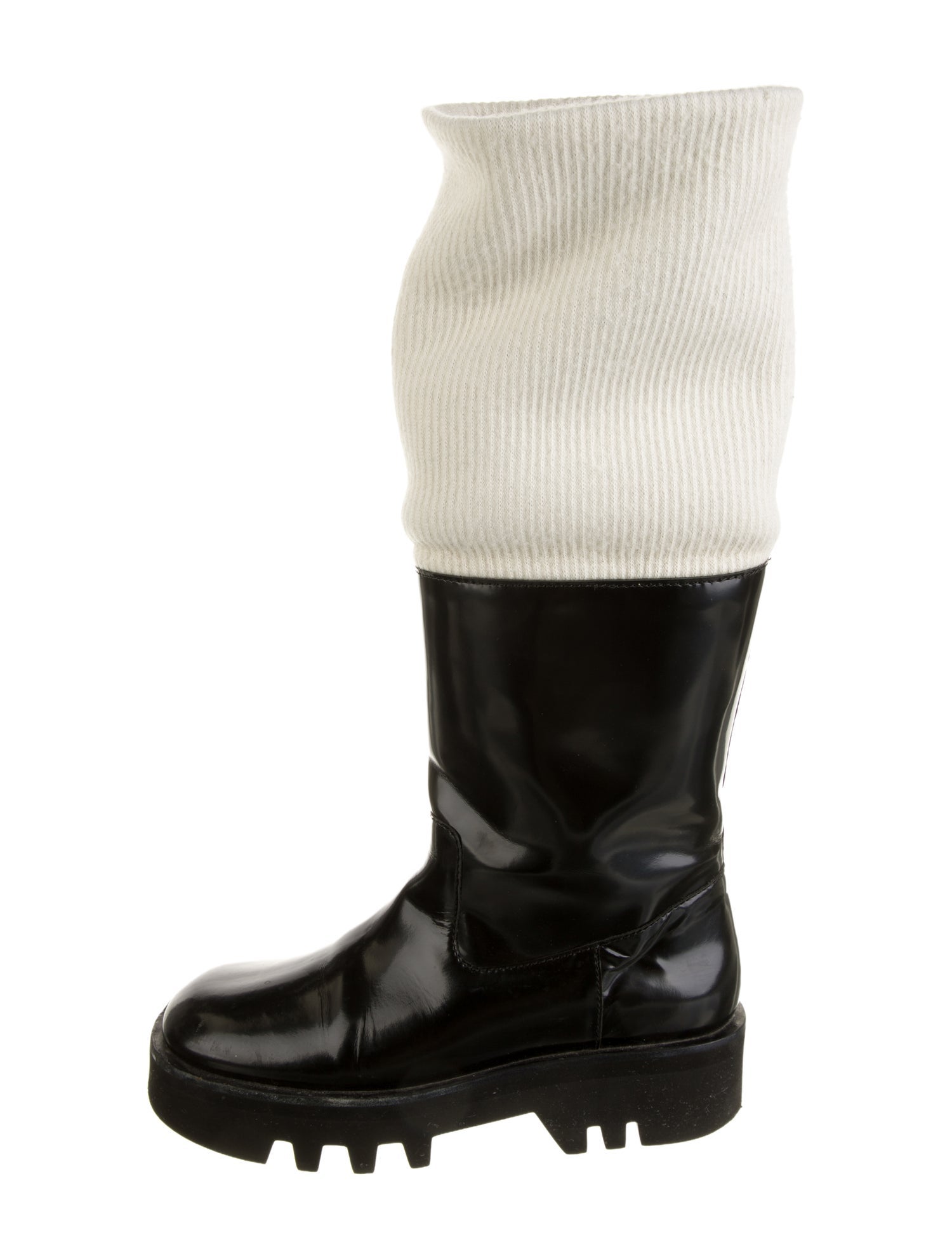 J.W. Anderson Patent Leather Colorblock Pattern Rain Boots