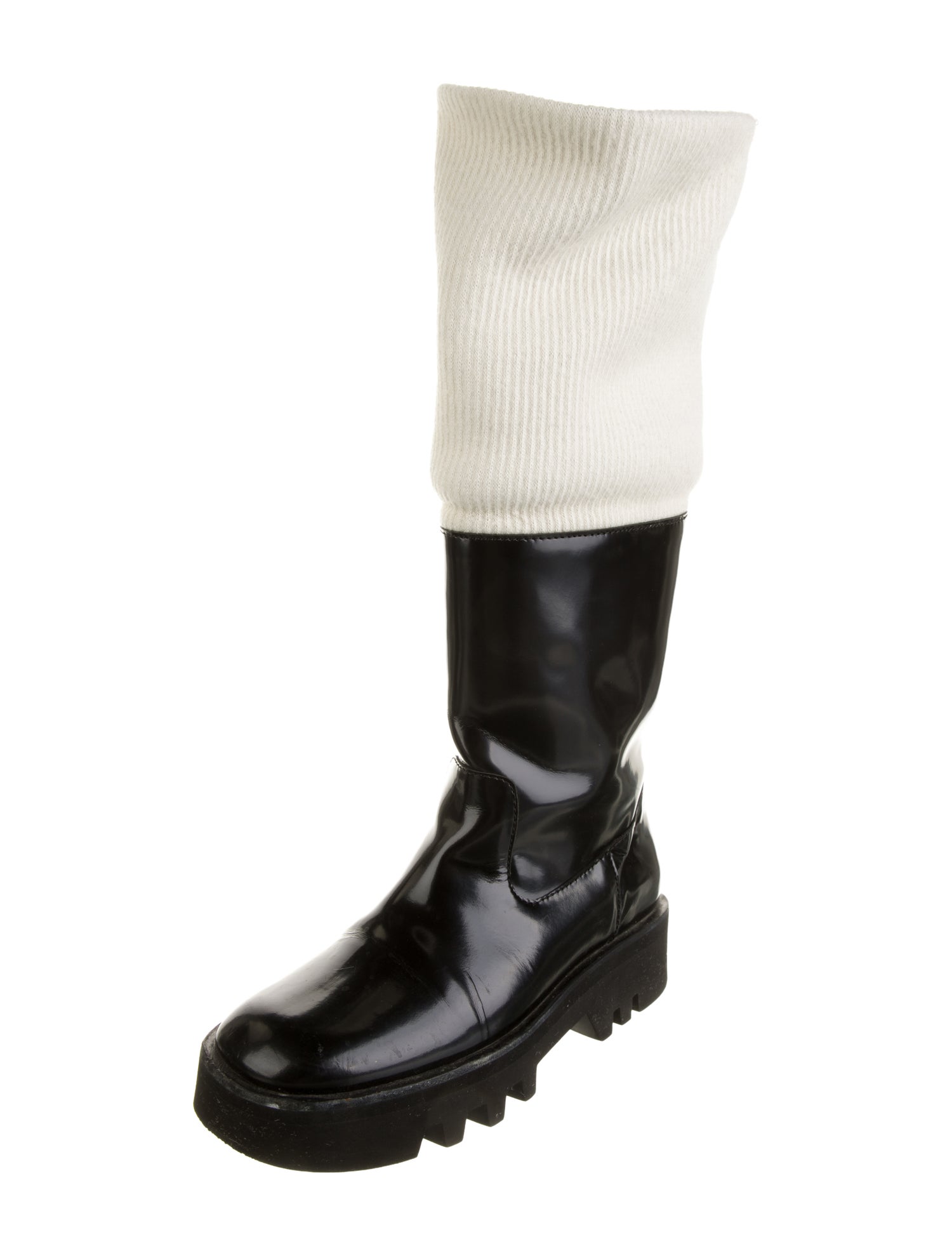 J.W. Anderson Patent Leather Colorblock Pattern Rain Boots