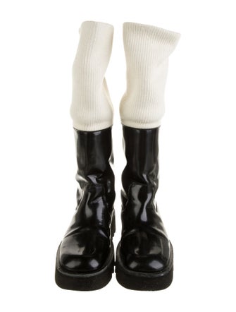 J.W. Anderson Patent Leather Colorblock Pattern Rain Boots