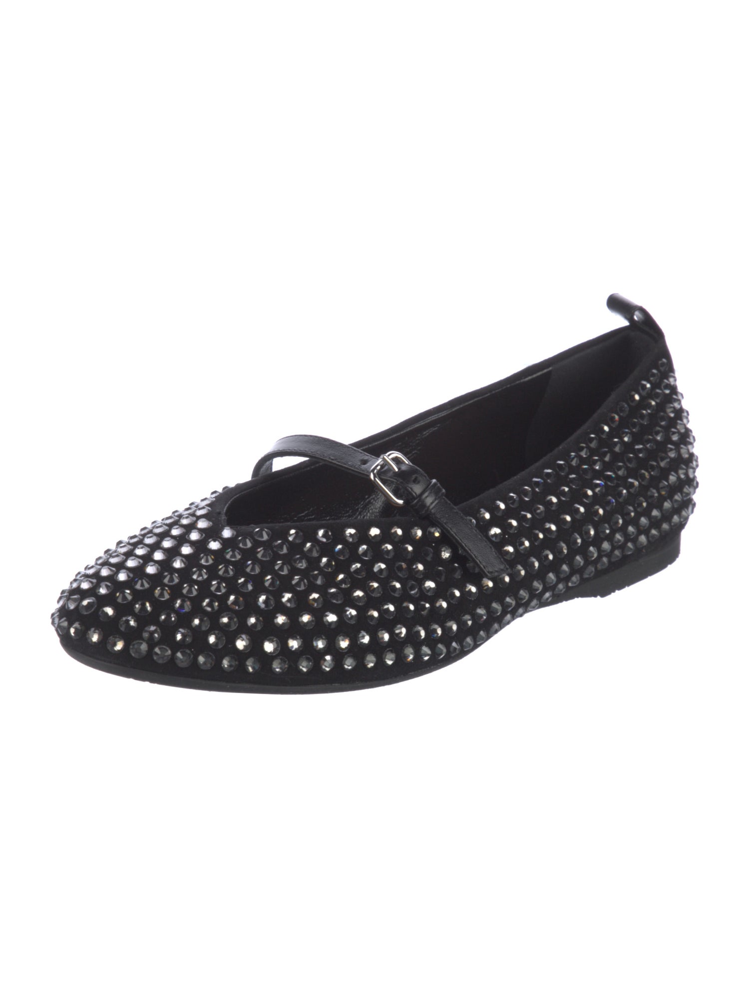 J.W. Anderson Leather Crystal Embellishments Mary Jane Flats