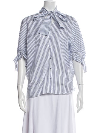 J.W. Anderson Striped Three-Quarter Sleeve Button-Up Top