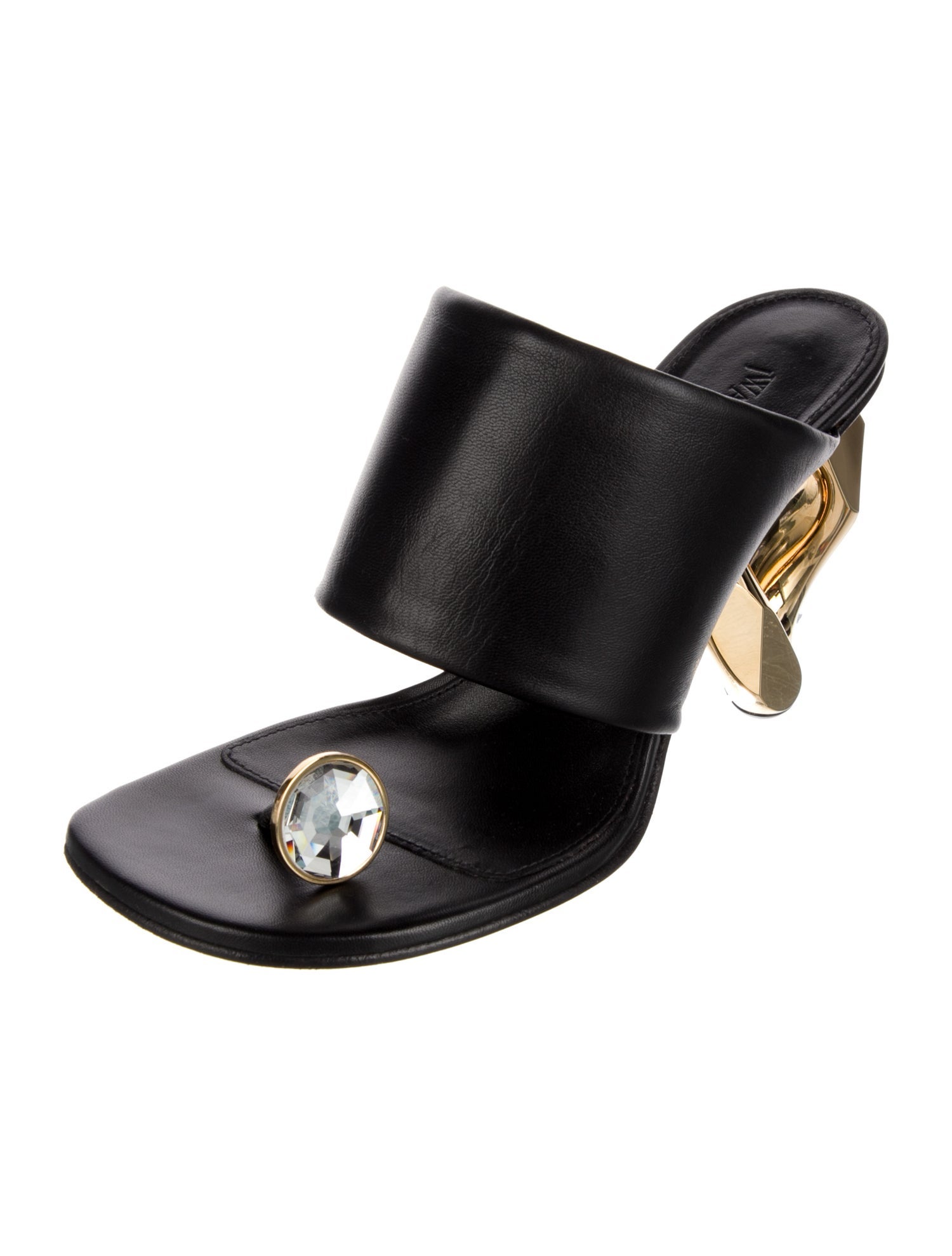 J.W. Anderson Leather Crystal Embellishments Slides