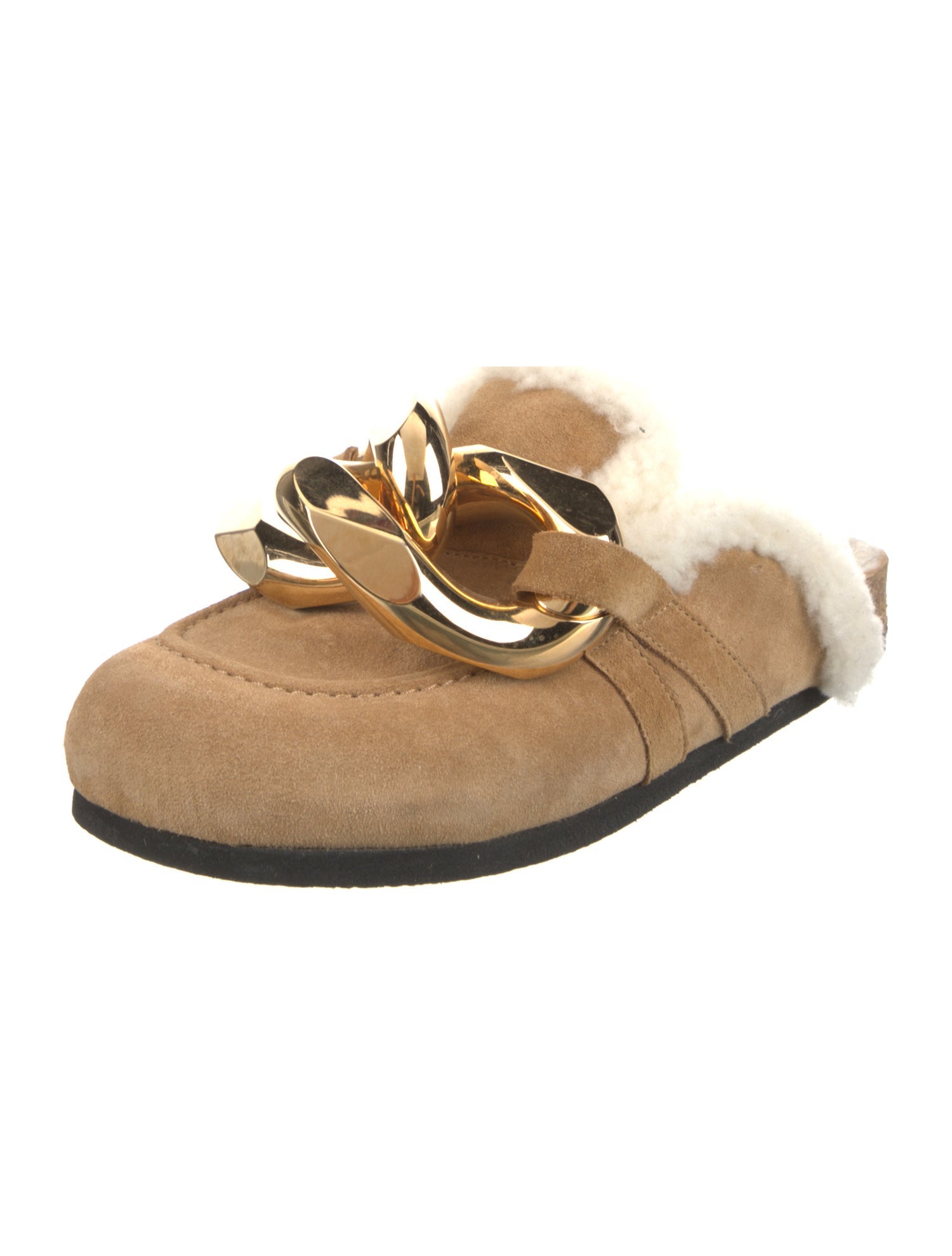 J.W. Anderson Suede Chain-Link Accents Slides