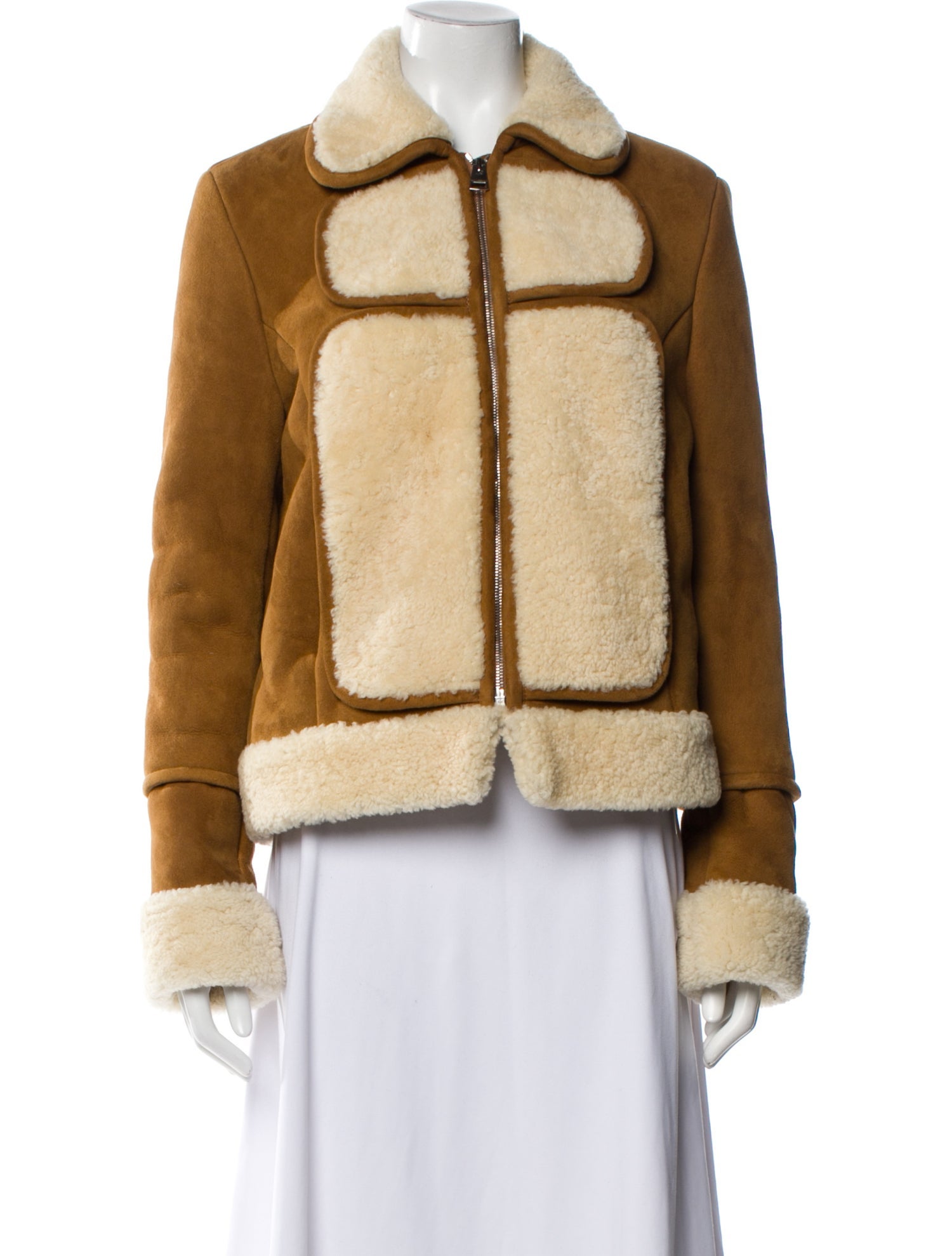 J.W. Anderson Suede Colorblock Pattern Faux Fur Jacket