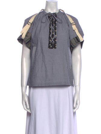 J.W. Anderson Striped Mock Neck Blouse