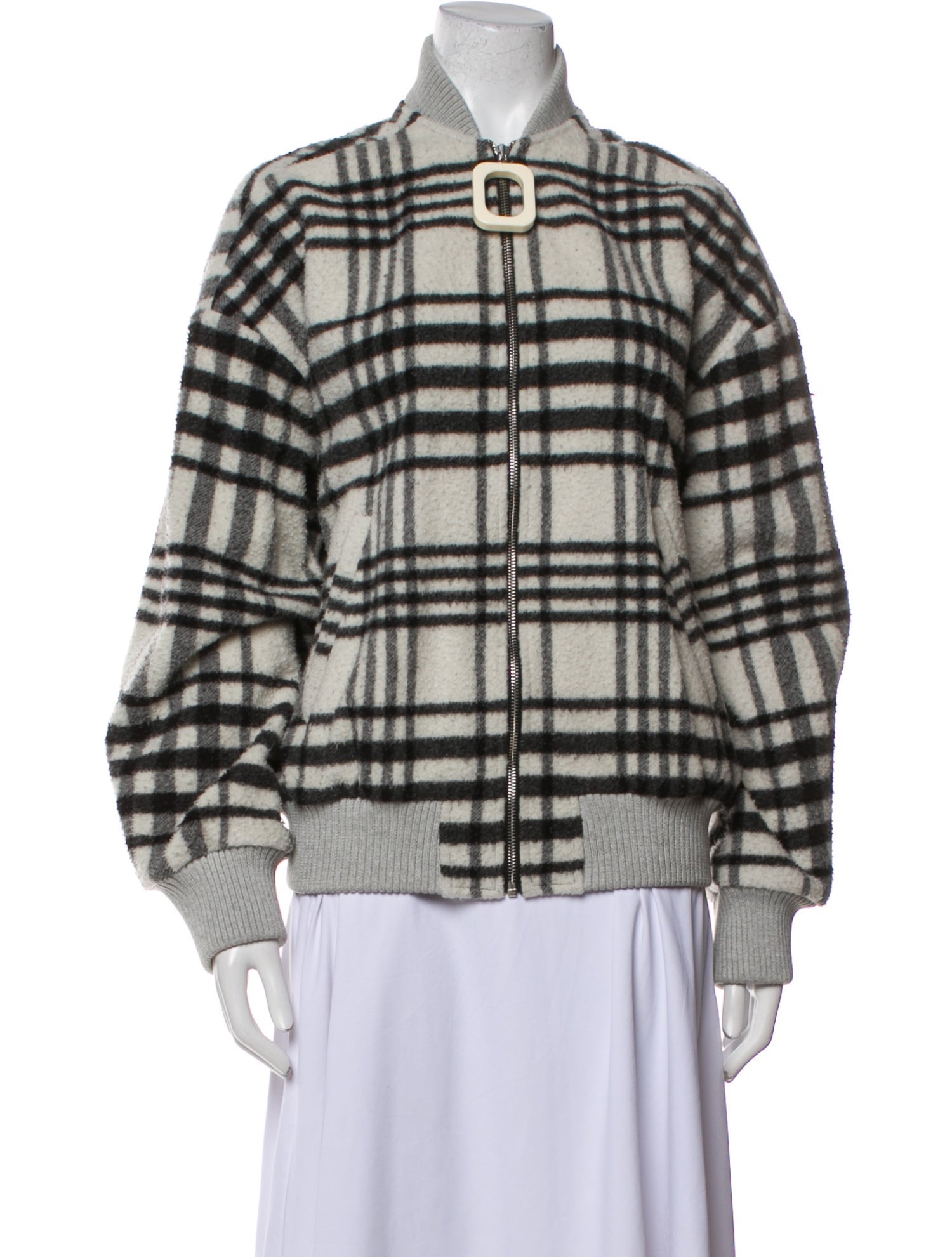 J.W. Anderson Plaid Print Fur Coat