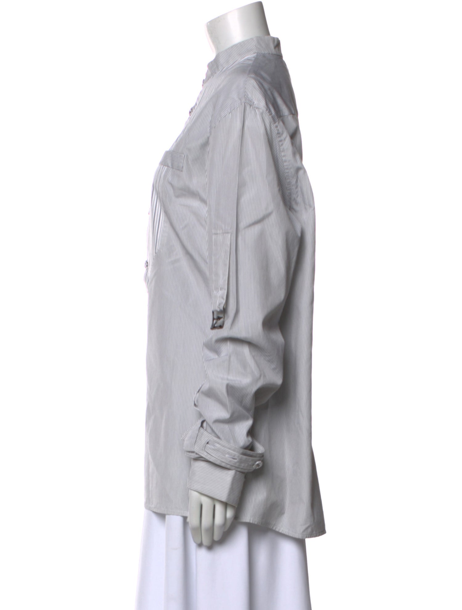 J.W. Anderson Striped Mock Neck Button-Up Top