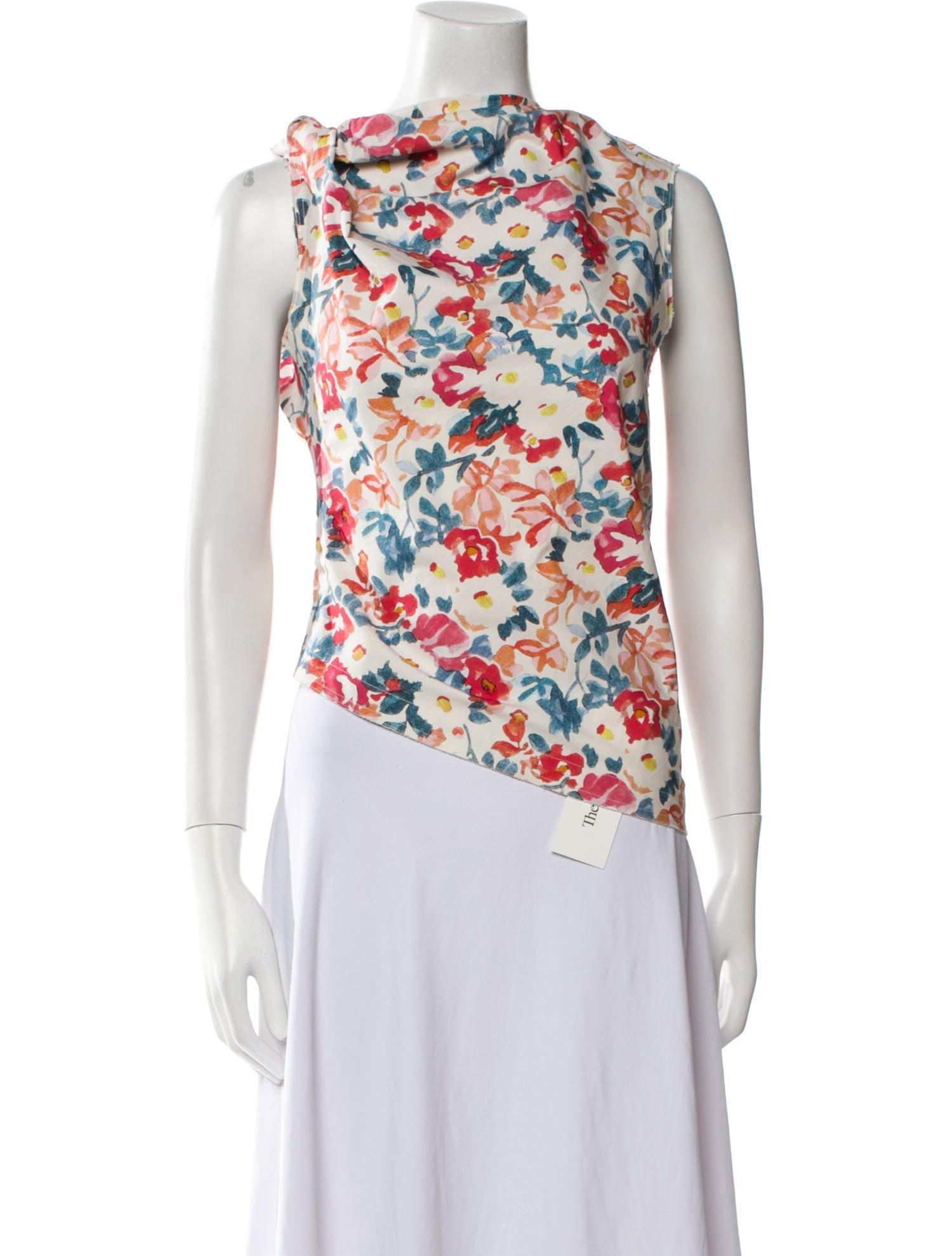 J.W. Anderson Floral Print Cowl Neck Crop Top