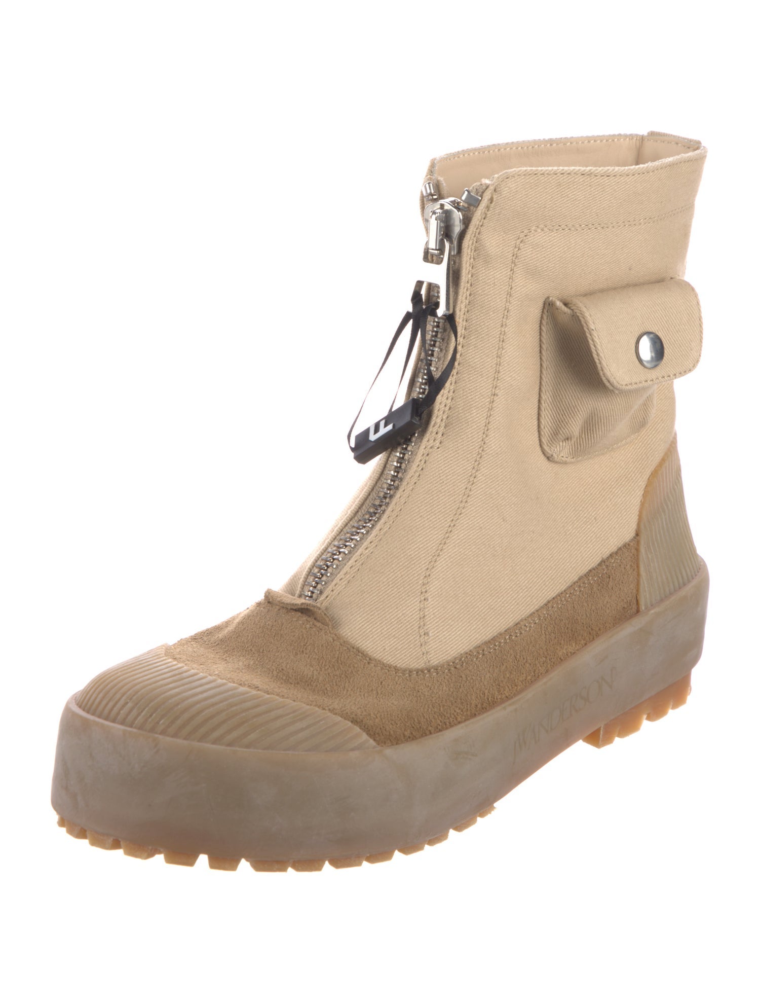 J.W. Anderson Canvas Colorblock Pattern Lace-Up Boots