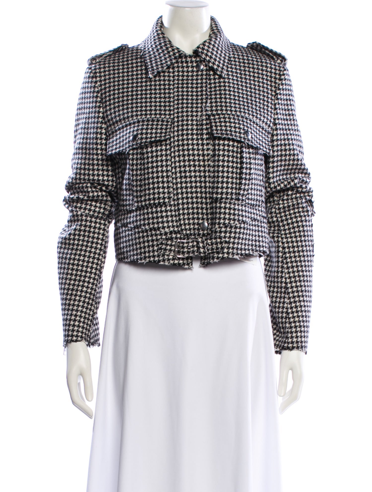 J.W. Anderson Wool Houndstooth Print Biker Jacket