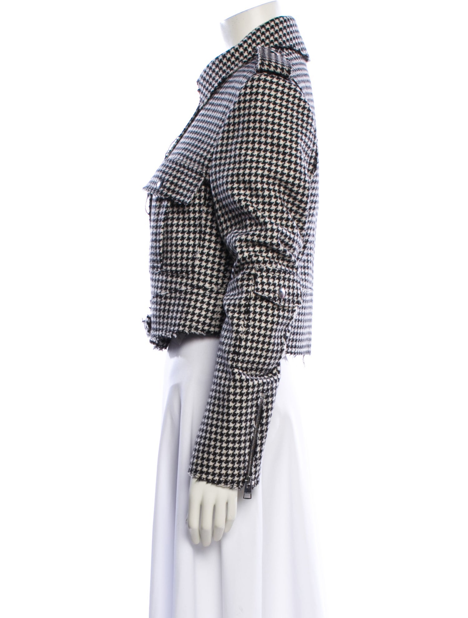 J.W. Anderson Wool Houndstooth Print Biker Jacket